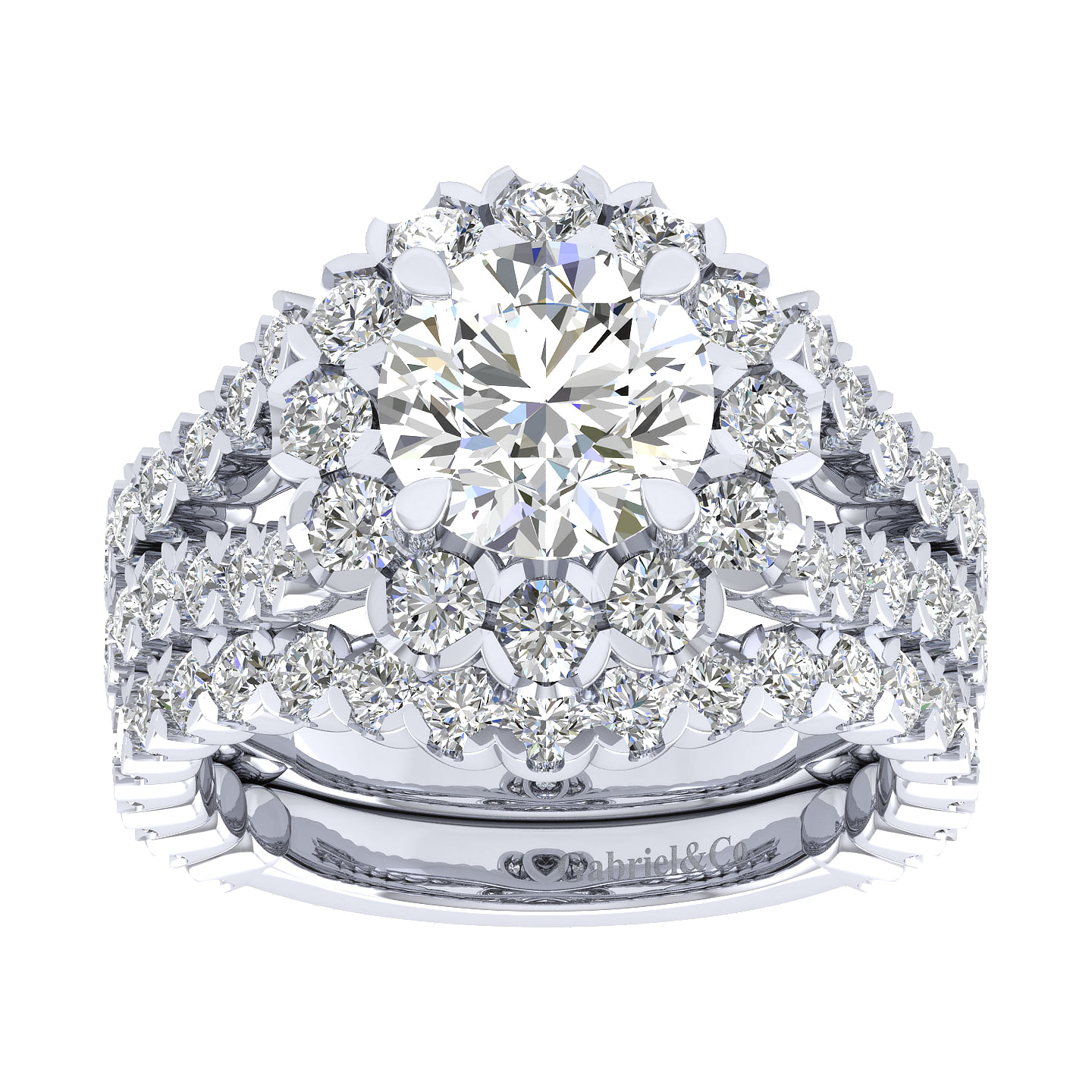 18k White Gold Diamond Curved Wedding Band angle 4 18k White Gold Diamond Curved Wedding Band angle 4