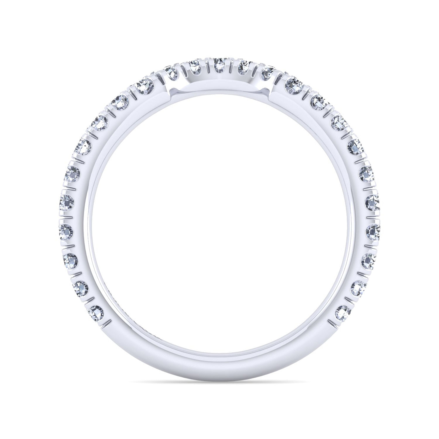 18k White Gold Diamond Curved Wedding Band angle 2 18k White Gold Diamond Curved Wedding Band angle 2