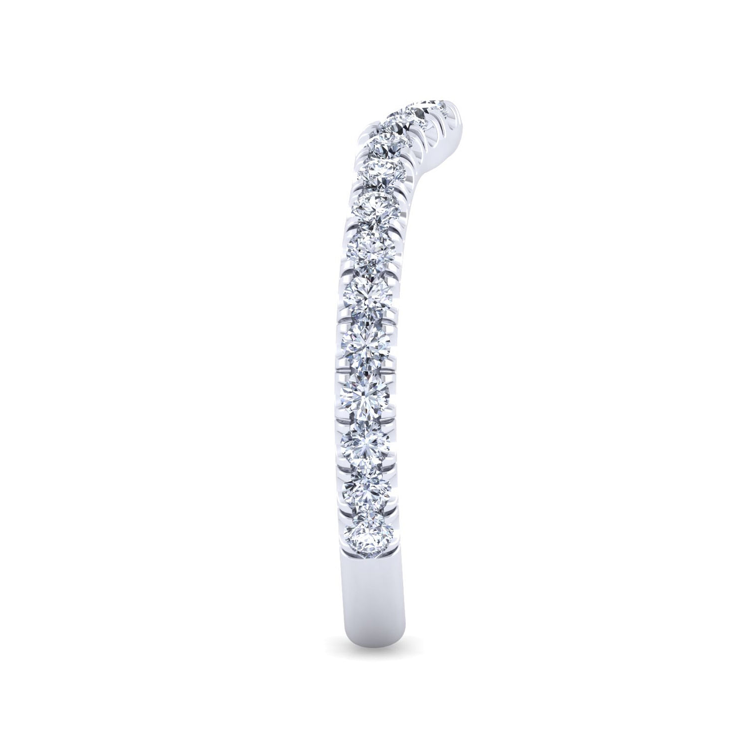 18k White Gold Diamond Curved Wedding Band angle 5 18k White Gold Diamond Curved Wedding Band angle 5