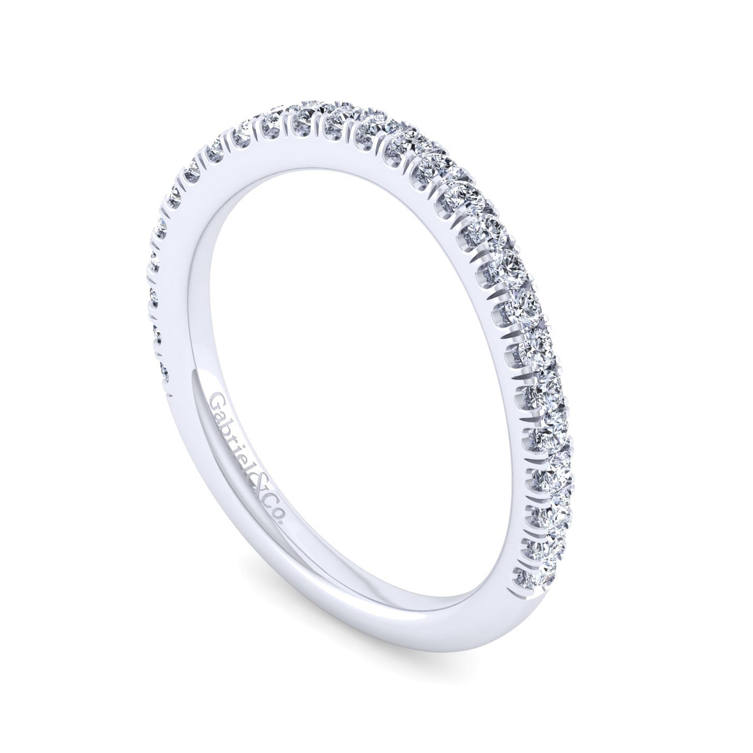 18k White Gold Diamond Curved Wedding Band angle 3 18k White Gold Diamond Curved Wedding Band angle 3