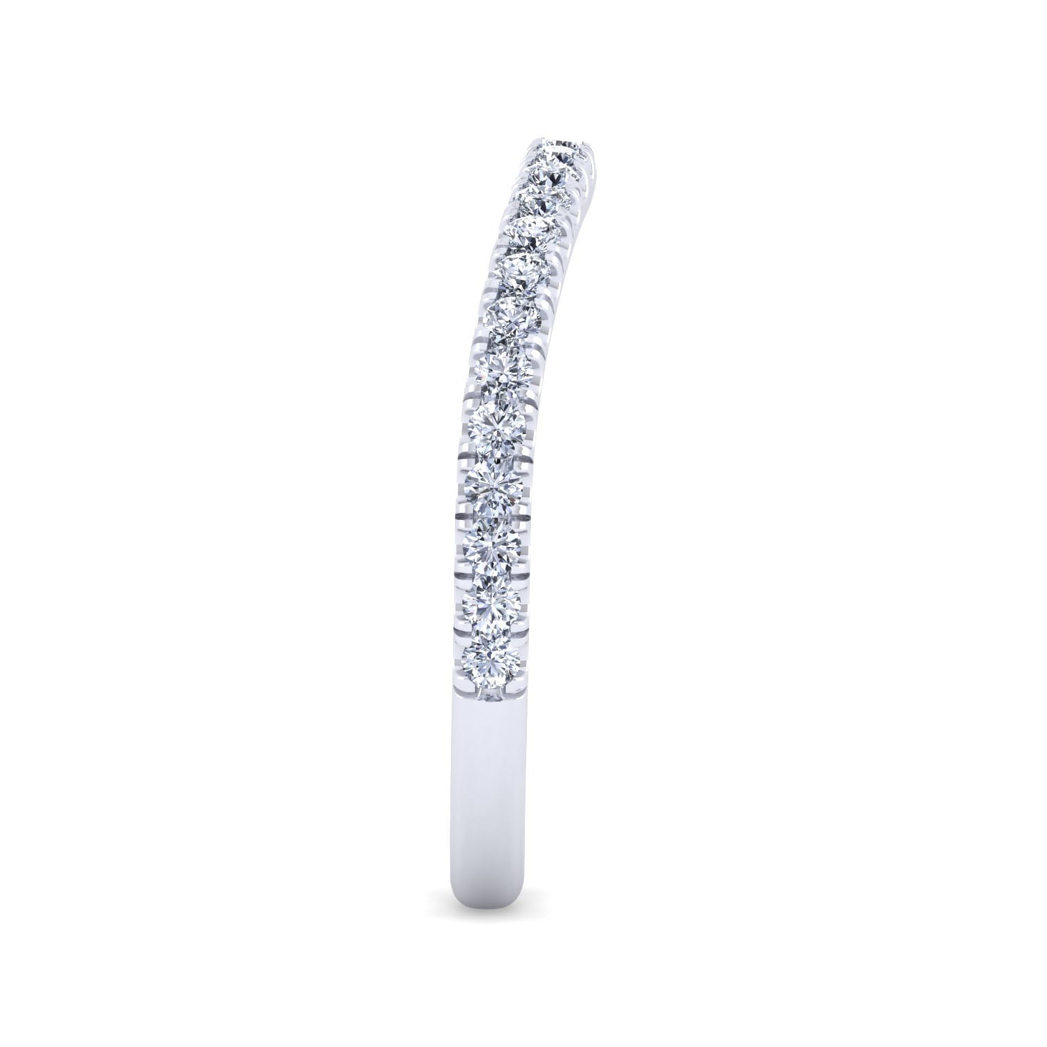 18k White Gold Diamond Curved Wedding Band angle 5 18k White Gold Diamond Curved Wedding Band angle 5
