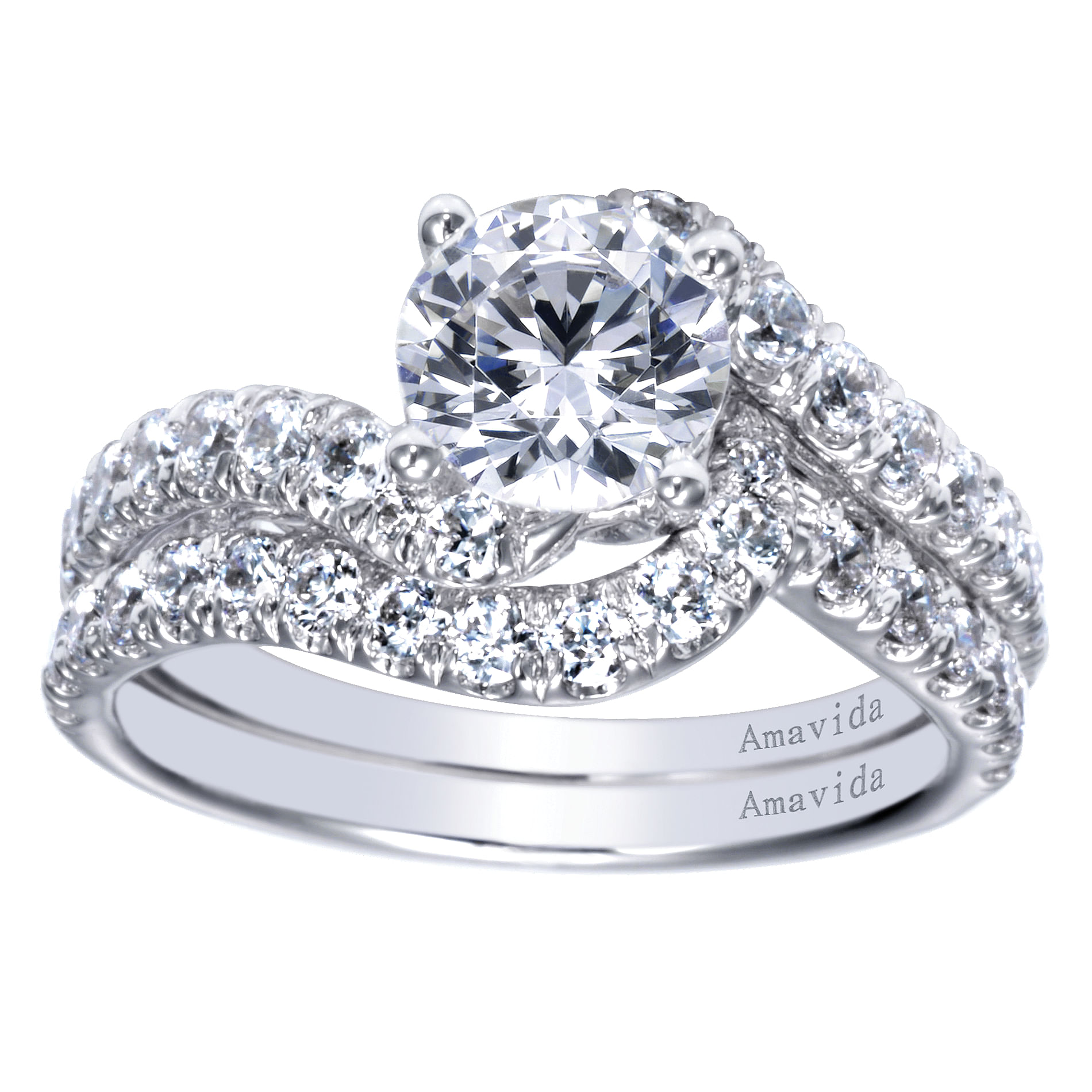18k White Gold Diamond Curved Wedding Band angle 4 18k White Gold Diamond Curved Wedding Band angle 4