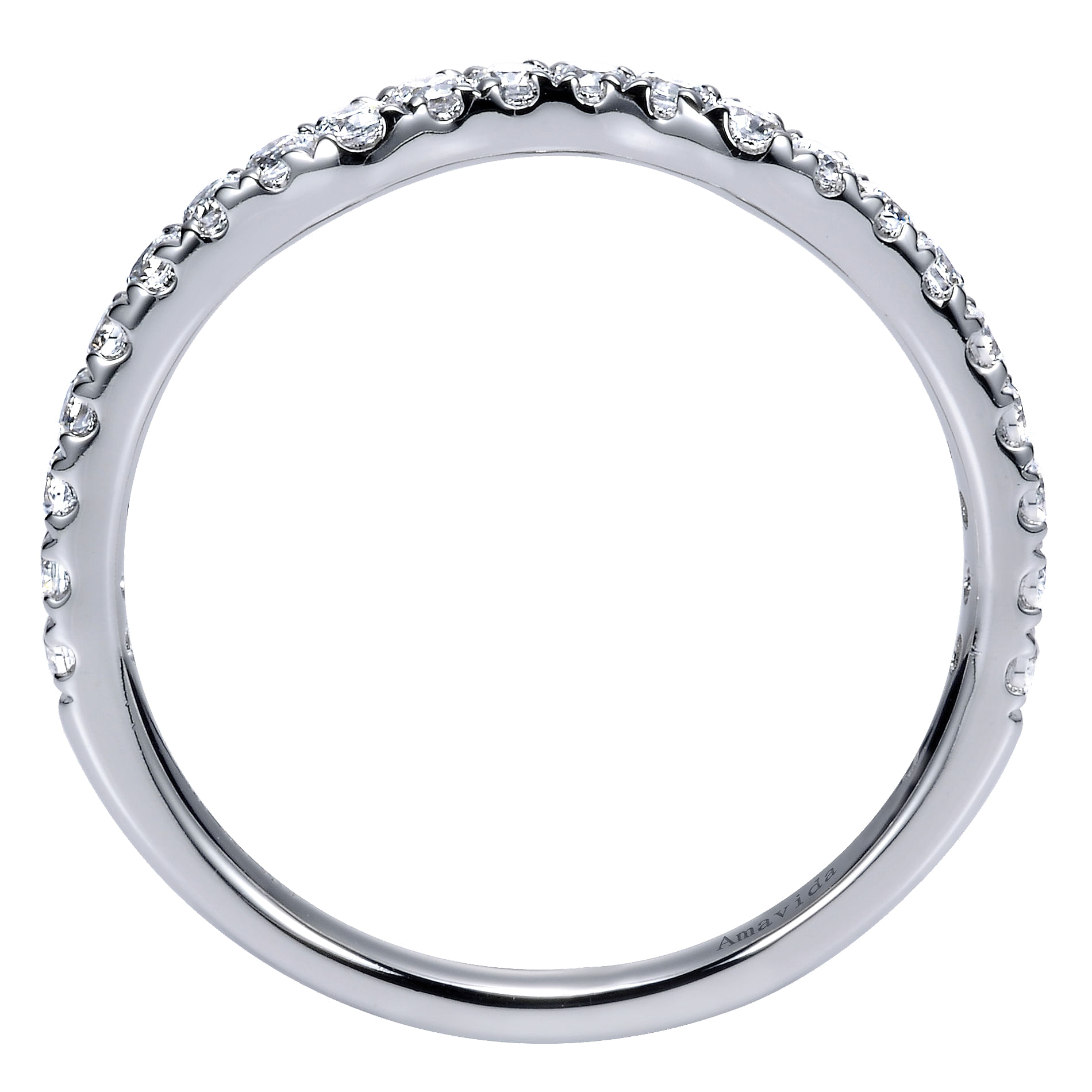 18k White Gold Diamond Curved Wedding Band angle 2 18k White Gold Diamond Curved Wedding Band angle 2