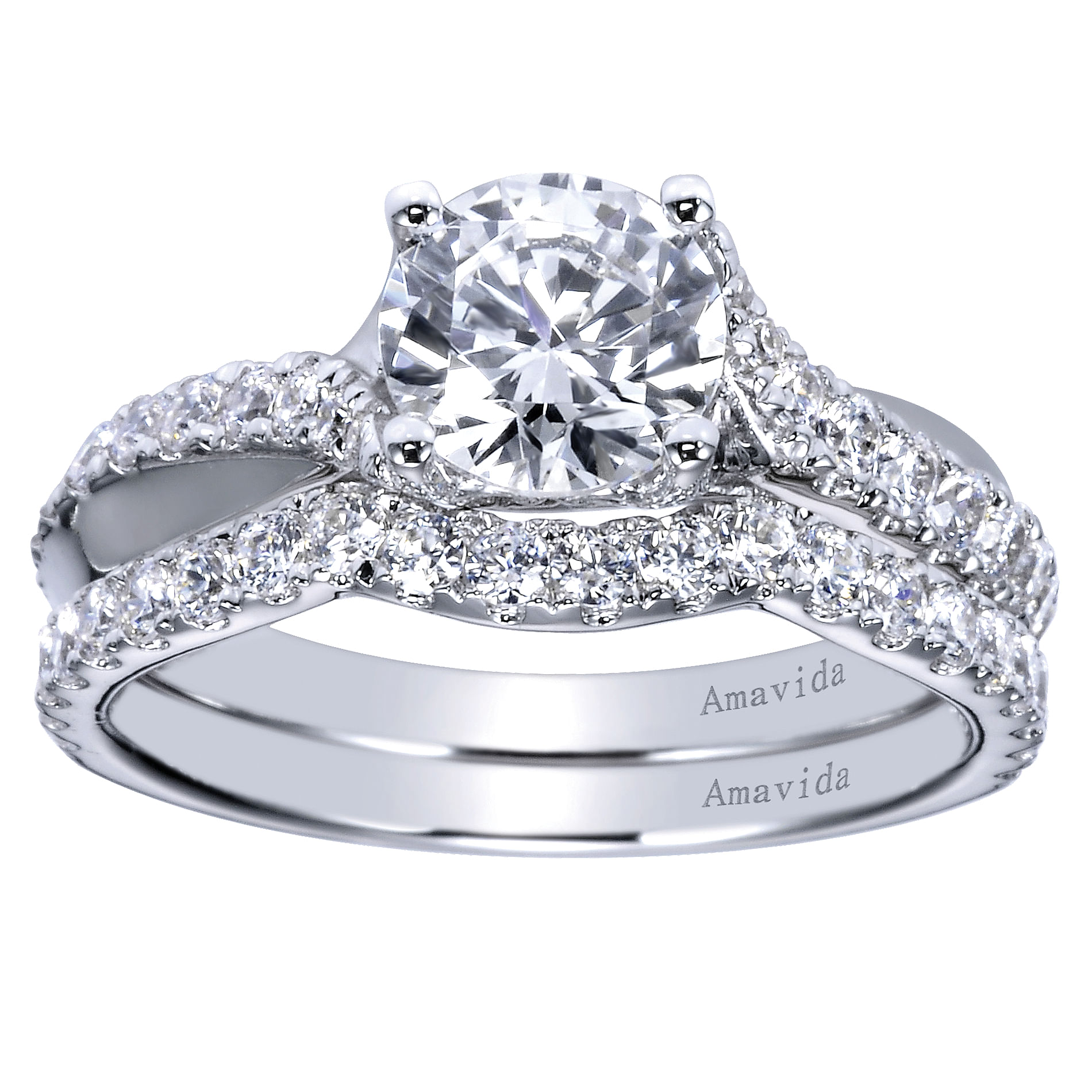 18k White Gold Diamond Curved Wedding Band angle 4 18k White Gold Diamond Curved Wedding Band angle 4