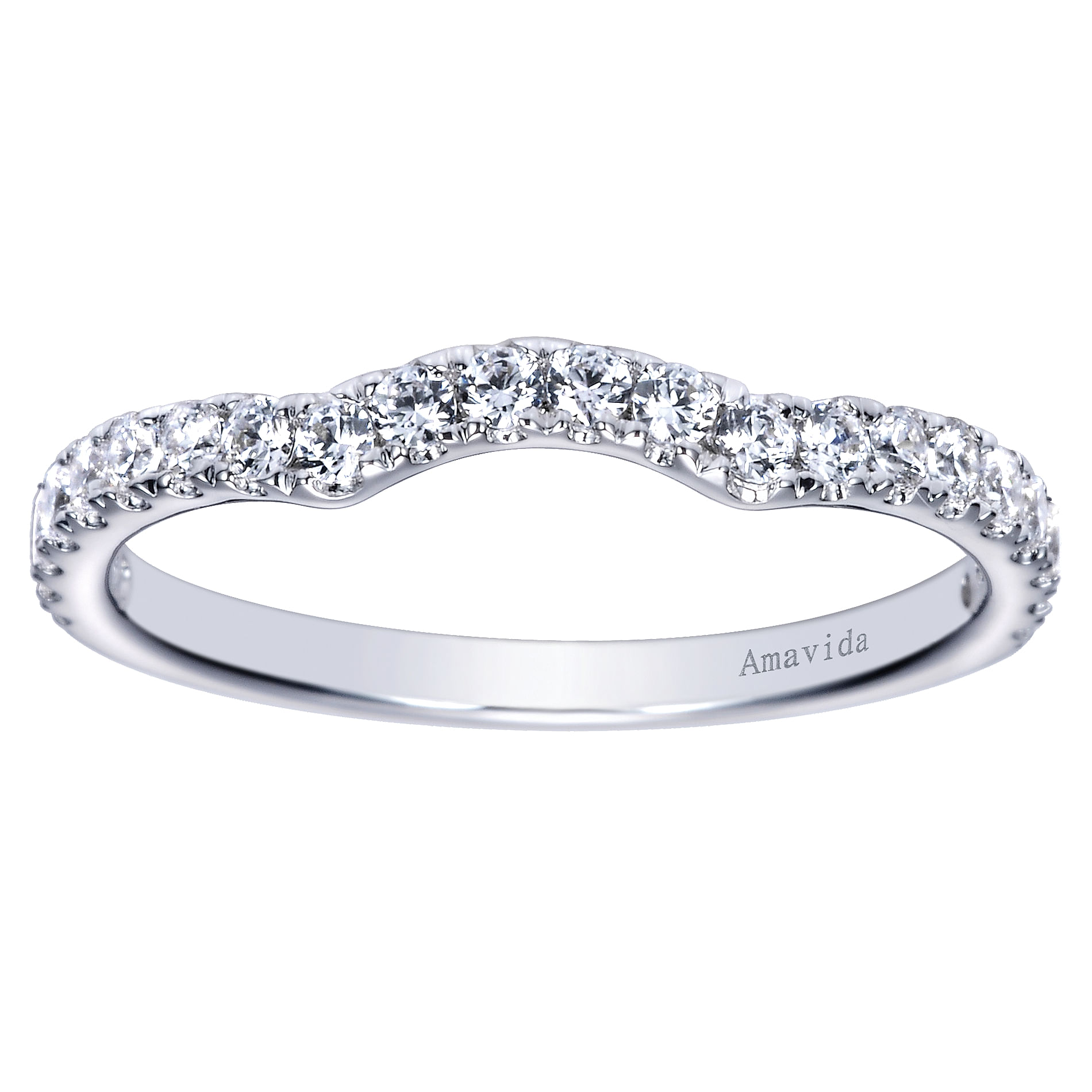 18k White Gold Diamond Curved Wedding Band angle 5 18k White Gold Diamond Curved Wedding Band angle 5