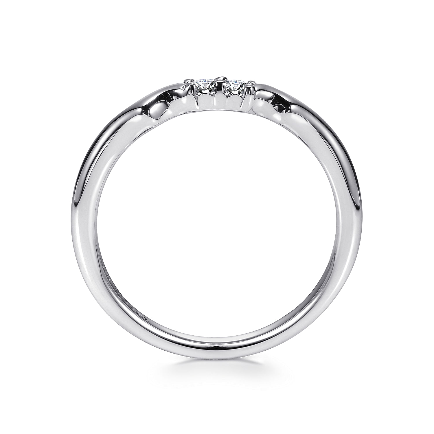 18k White Gold Diamond Curved Wedding Band angle 2 18k White Gold Diamond Curved Wedding Band angle 2