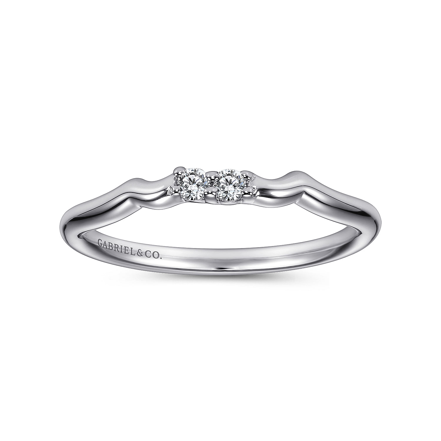 18k White Gold Diamond Curved Wedding Band angle 5 18k White Gold Diamond Curved Wedding Band angle 5