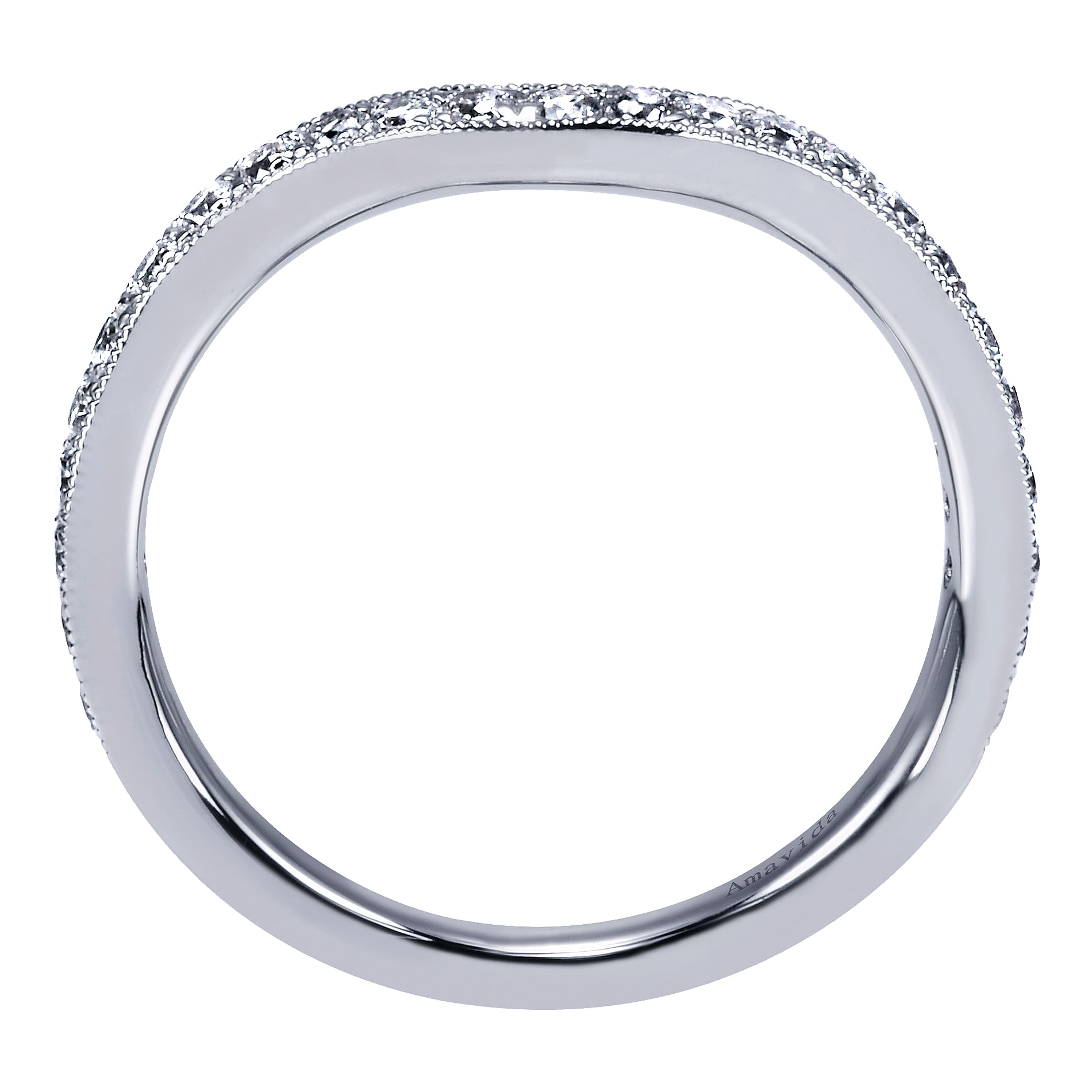 18k White Gold Diamond Curved Wedding Band angle 2 18k White Gold Diamond Curved Wedding Band angle 2