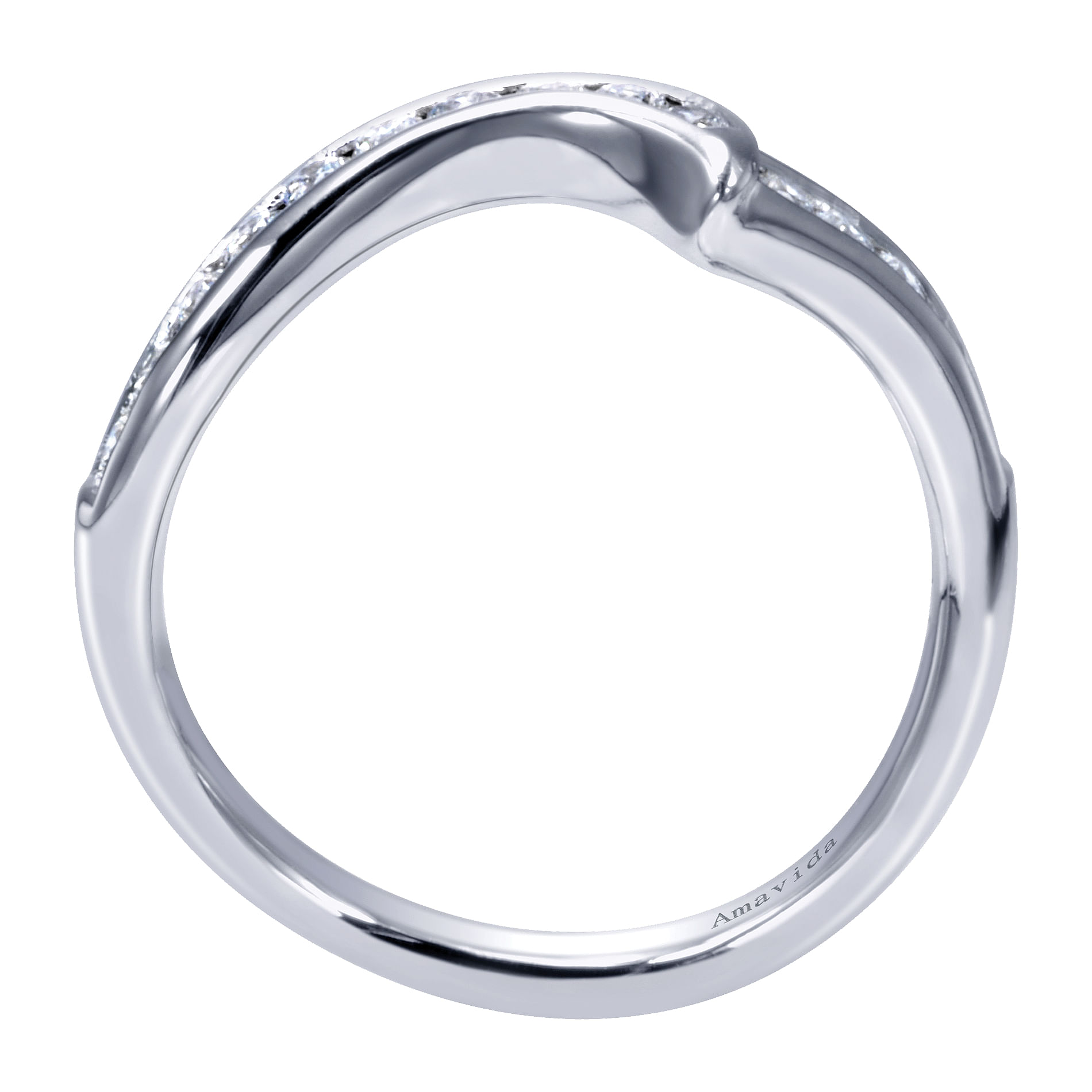 18k White Gold Diamond Curved Wedding Band angle 2 18k White Gold Diamond Curved Wedding Band angle 2