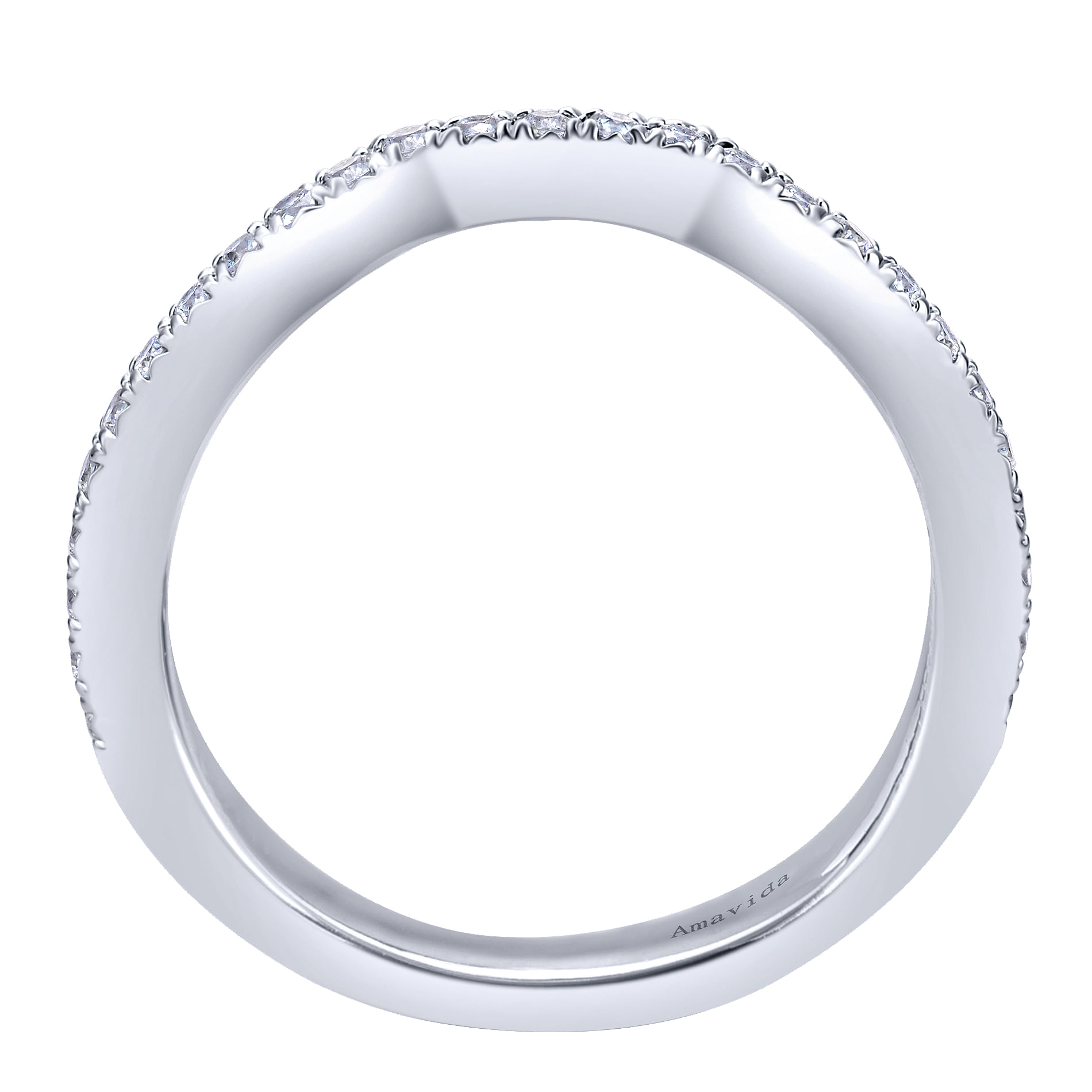 18k White Gold Diamond Curved Wedding Band angle 2 18k White Gold Diamond Curved Wedding Band angle 2