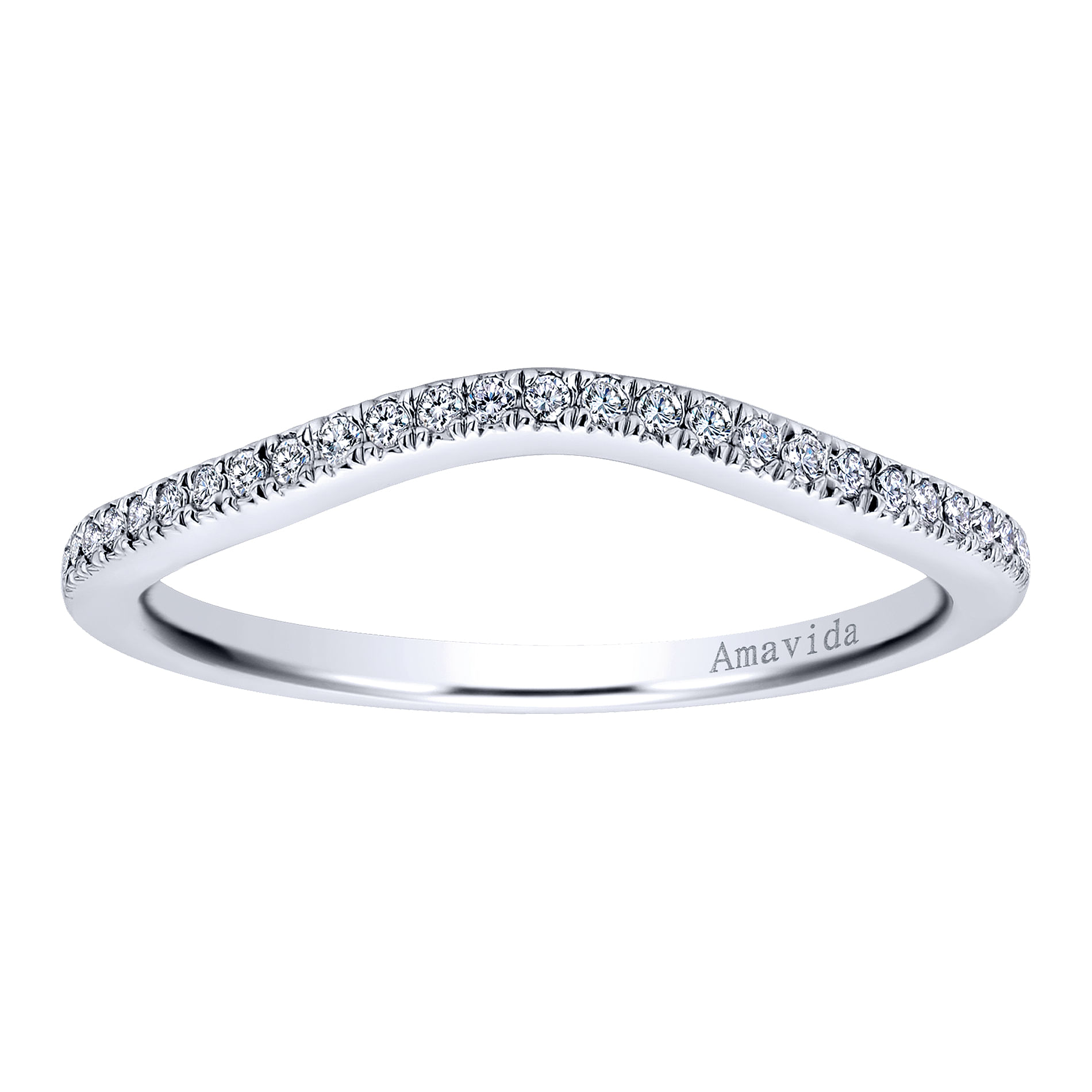 18k White Gold Diamond Curved Wedding Band angle 5 18k White Gold Diamond Curved Wedding Band angle 5