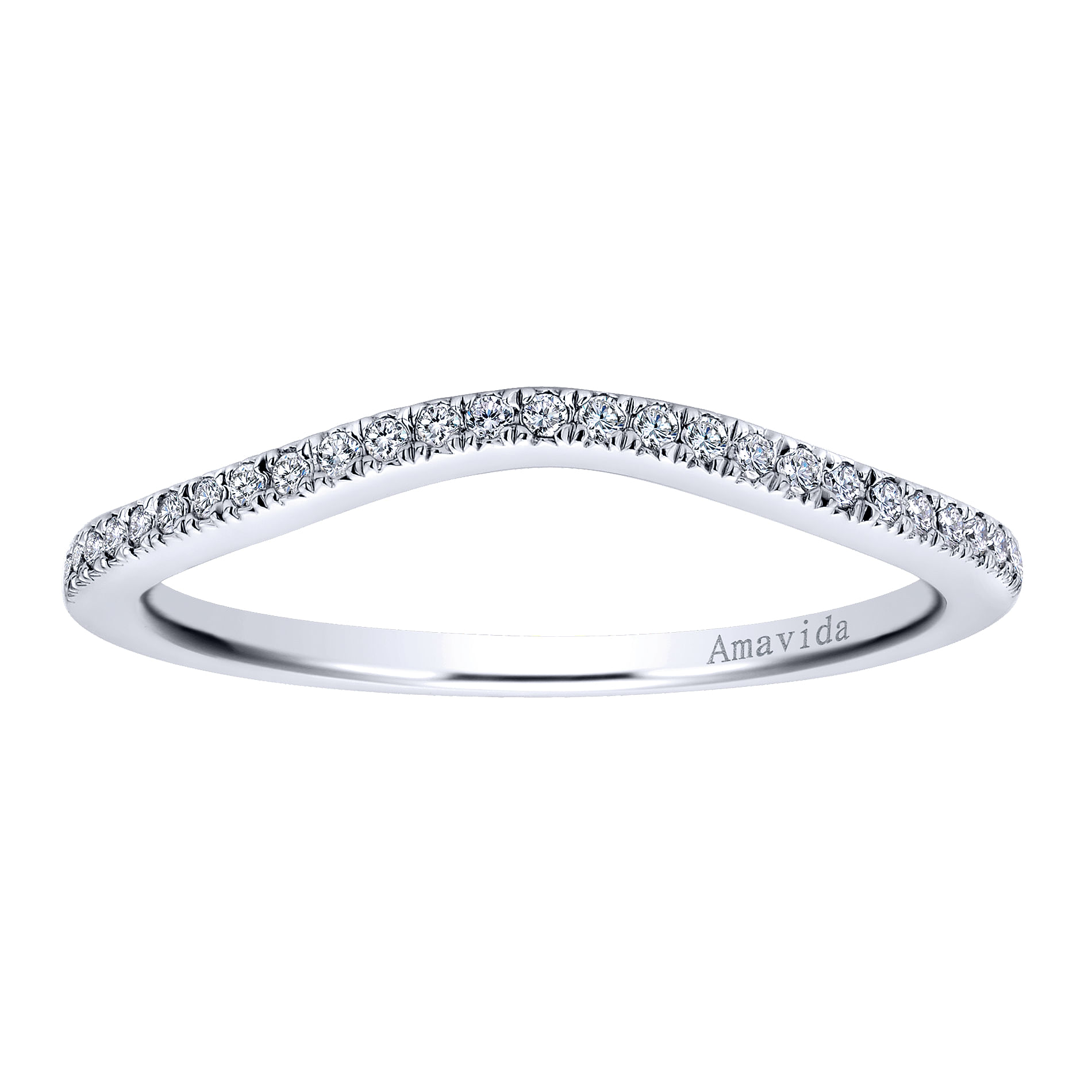 18k White Gold Diamond Curved Wedding Band angle 5 18k White Gold Diamond Curved Wedding Band angle 5