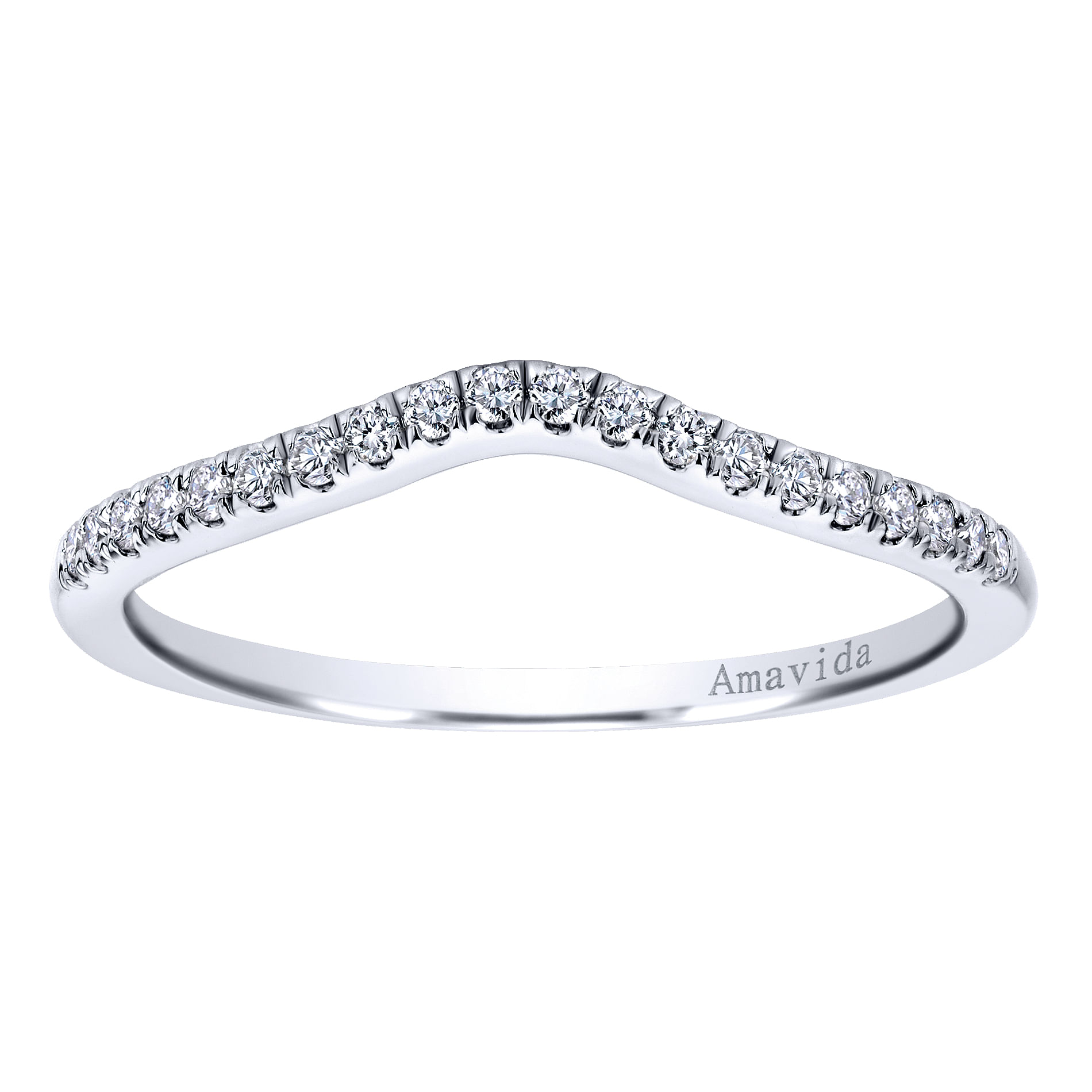 18k White Gold Diamond Curved Wedding Band angle 5 18k White Gold Diamond Curved Wedding Band angle 5