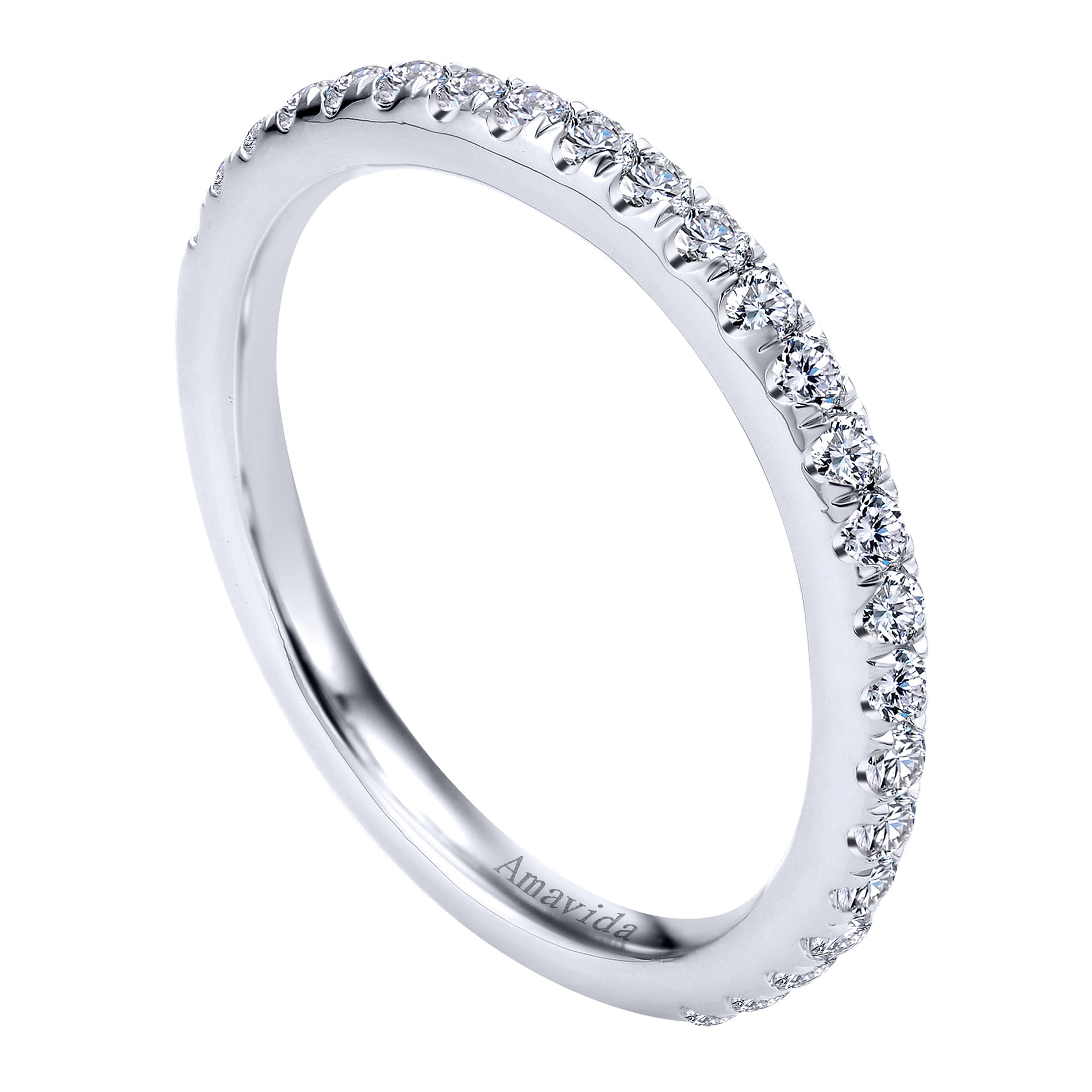 18k White Gold Diamond Curved Wedding Band angle 3 18k White Gold Diamond Curved Wedding Band angle 3