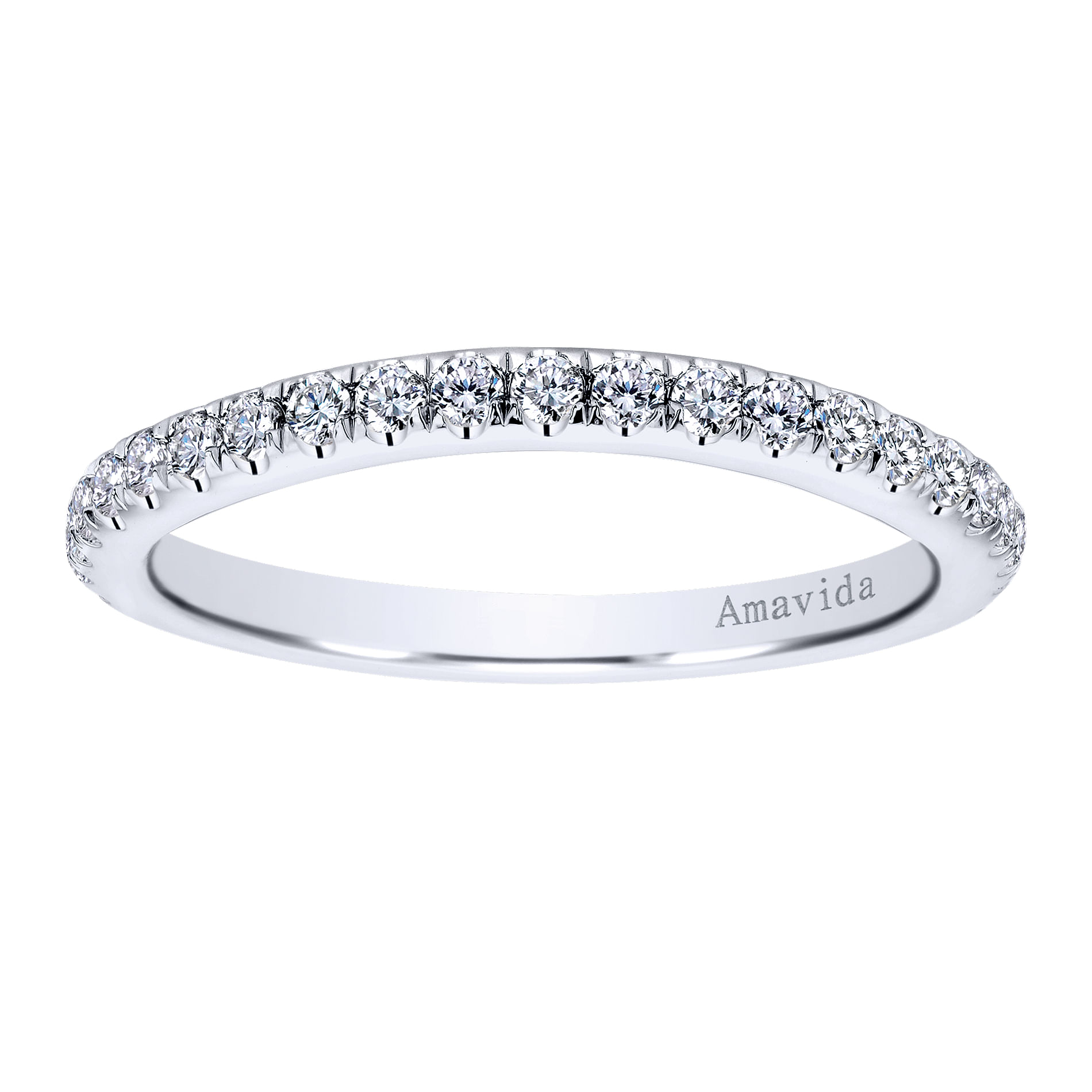 18k White Gold Diamond Curved Wedding Band angle 5 18k White Gold Diamond Curved Wedding Band angle 5
