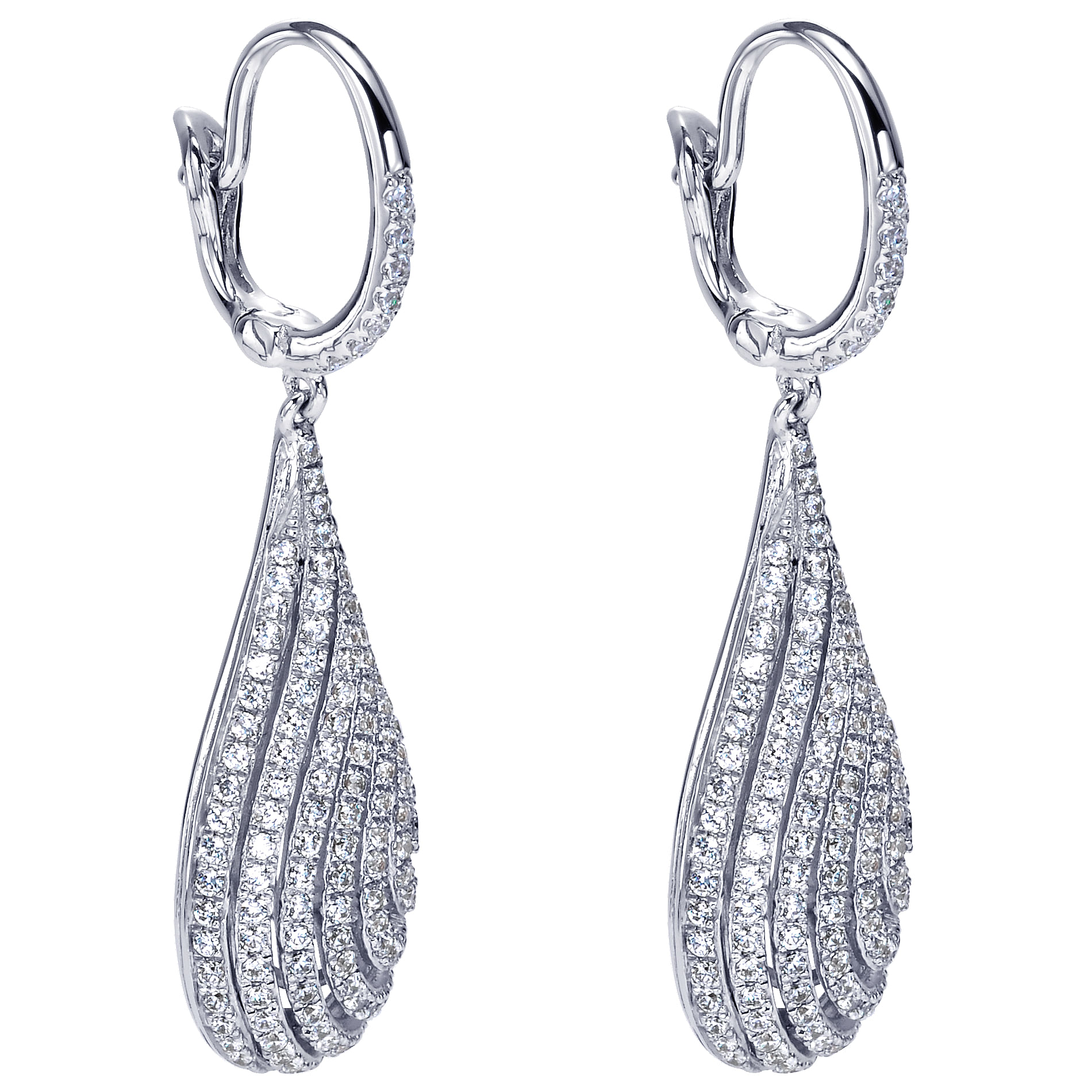 18k White Gold Diamond Drop Earrings angle 2 18k White Gold Diamond Drop Earrings angle 2