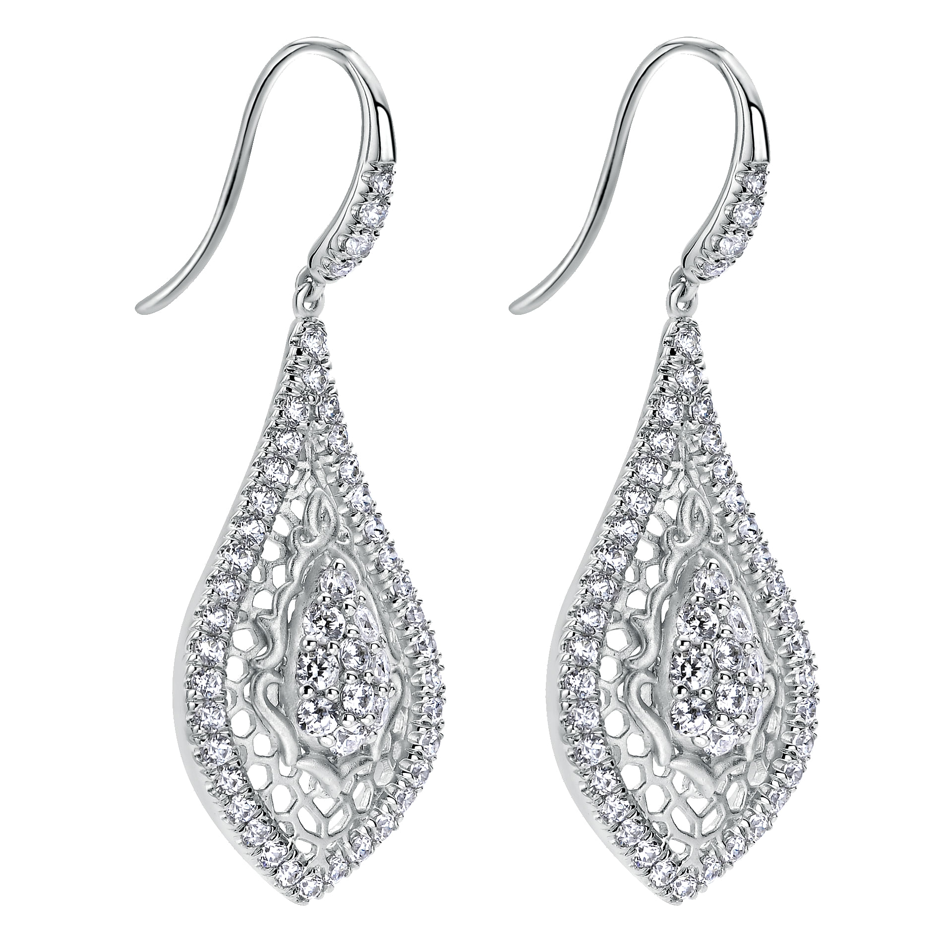 18k White Gold Diamond Drop Earrings angle 2 18k White Gold Diamond Drop Earrings angle 2