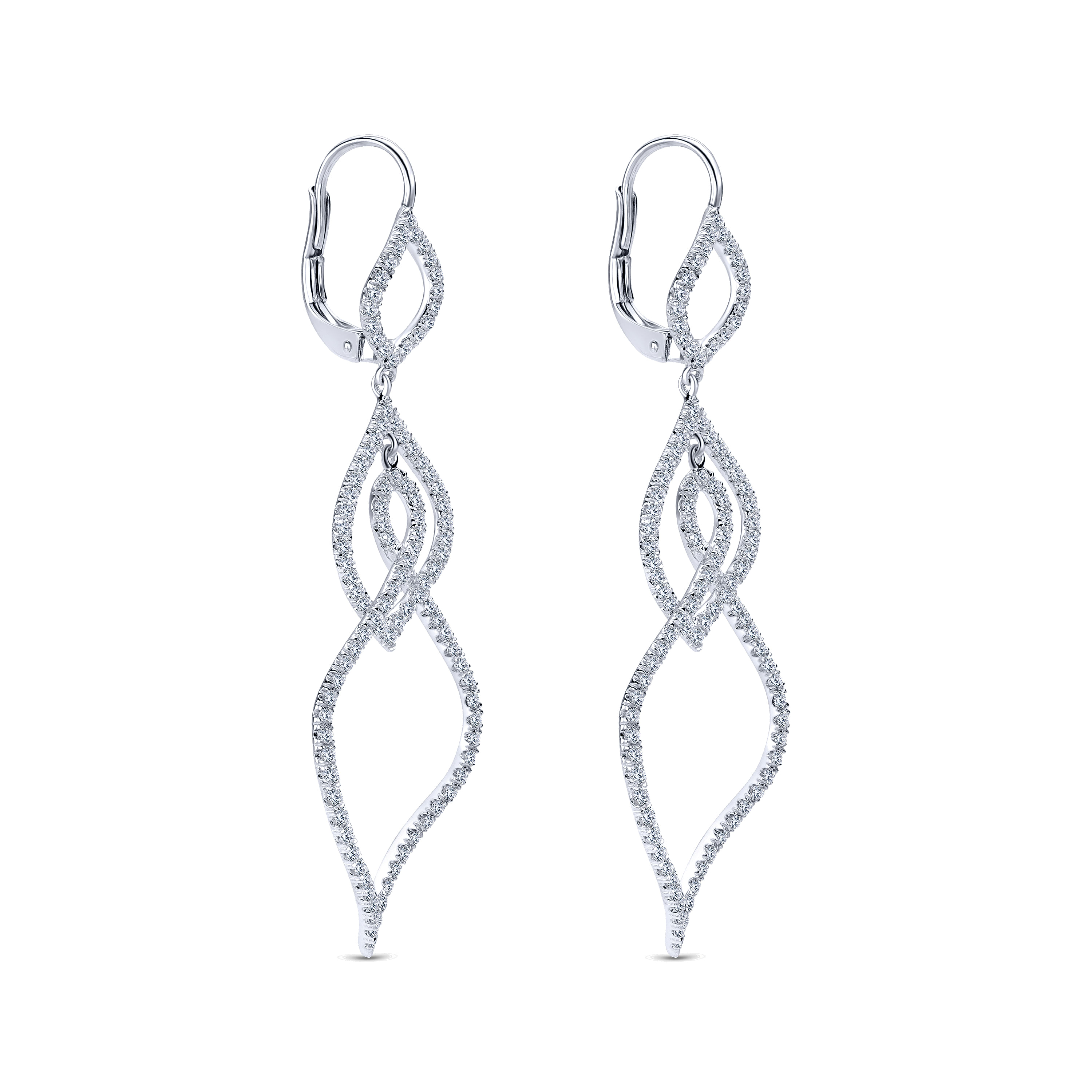 18k White Gold Diamond Drop Earrings angle 2 18k White Gold Diamond Drop Earrings angle 2