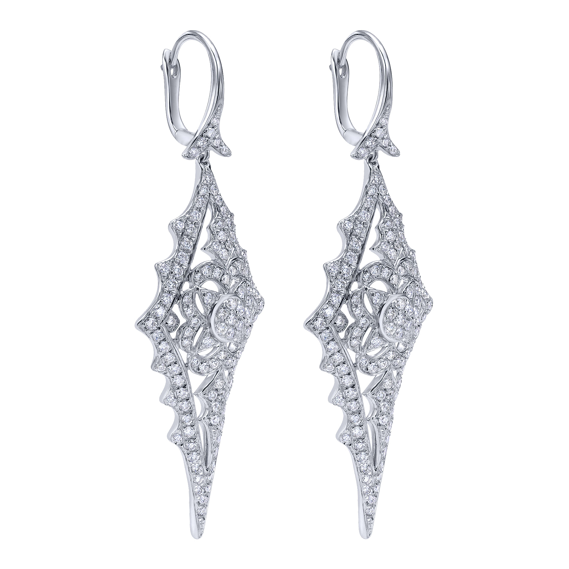 18k White Gold Diamond Drop Earrings angle 2 18k White Gold Diamond Drop Earrings angle 2