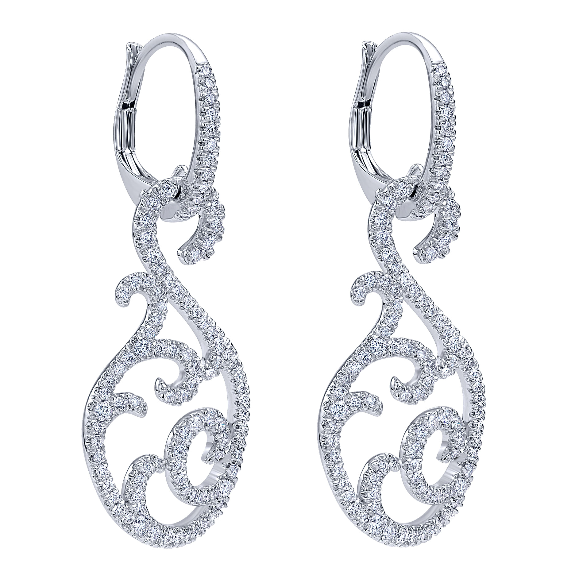 18k White Gold Diamond Drop Earrings angle 2 18k White Gold Diamond Drop Earrings angle 2
