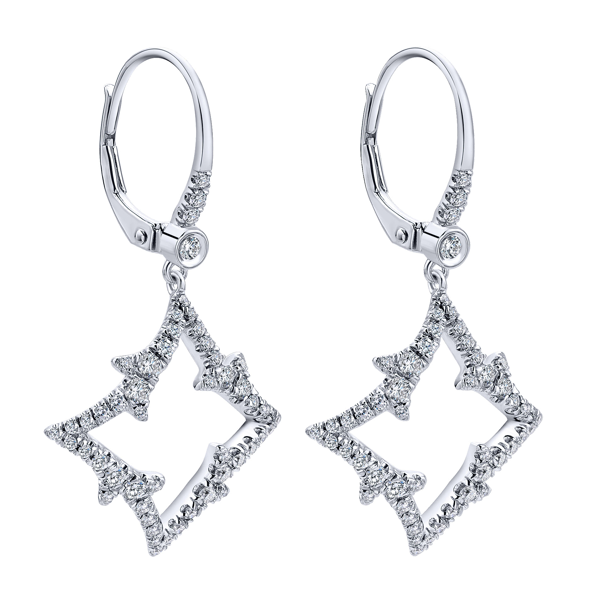 18k White Gold Diamond Drop Earrings angle 2 18k White Gold Diamond Drop Earrings angle 2