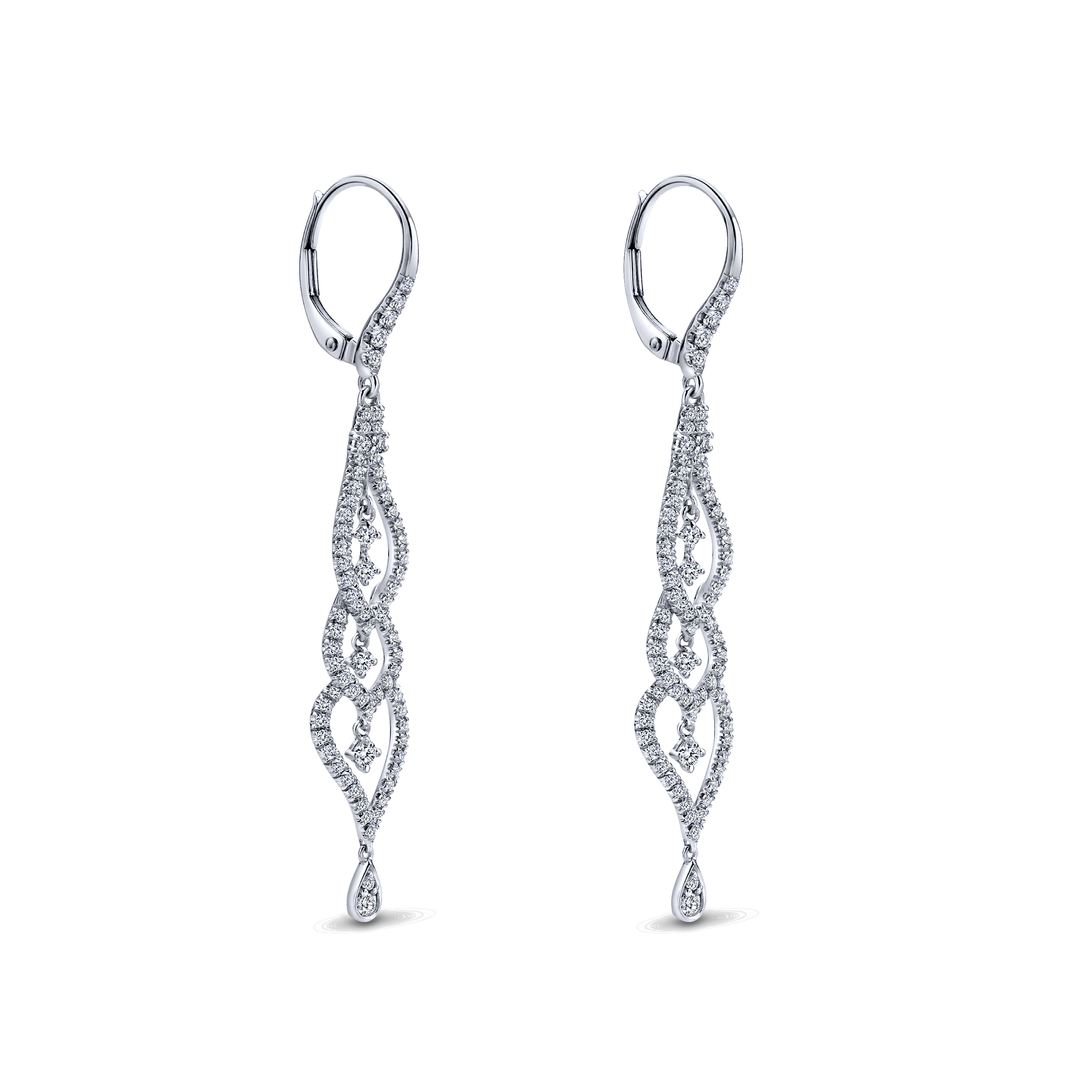 18k White Gold Diamond Drop Earrings angle 2 18k White Gold Diamond Drop Earrings angle 2