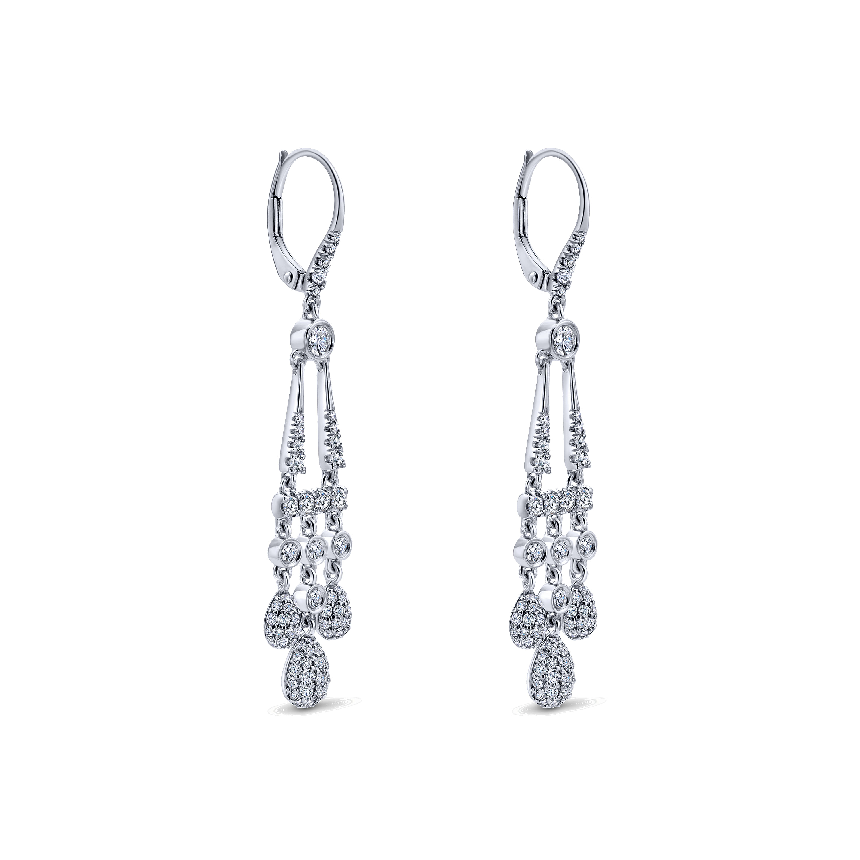 18k White Gold Diamond Drop Earrings angle 2 18k White Gold Diamond Drop Earrings angle 2