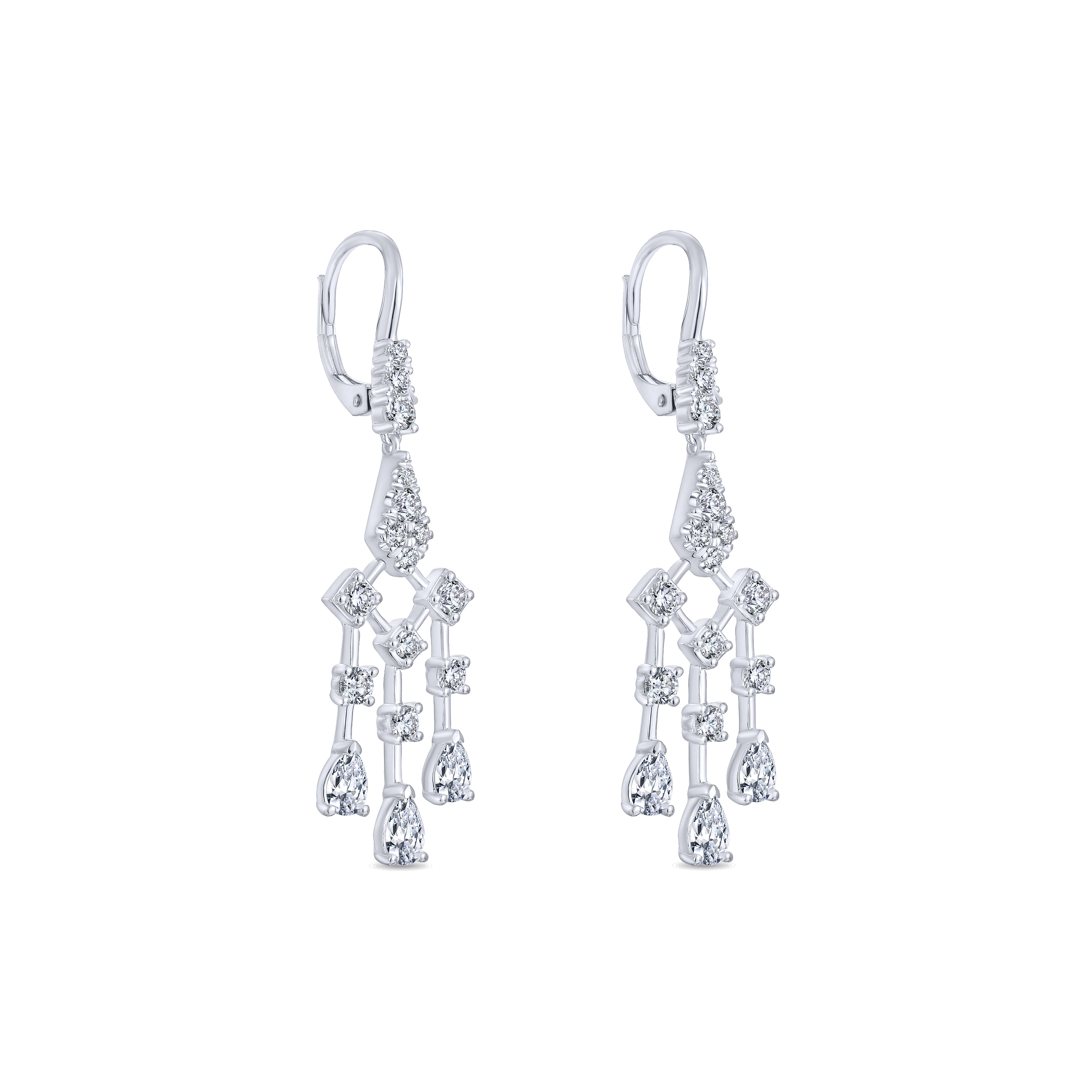 18k White Gold Diamond Drop Earrings angle 2 18k White Gold Diamond Drop Earrings angle 2