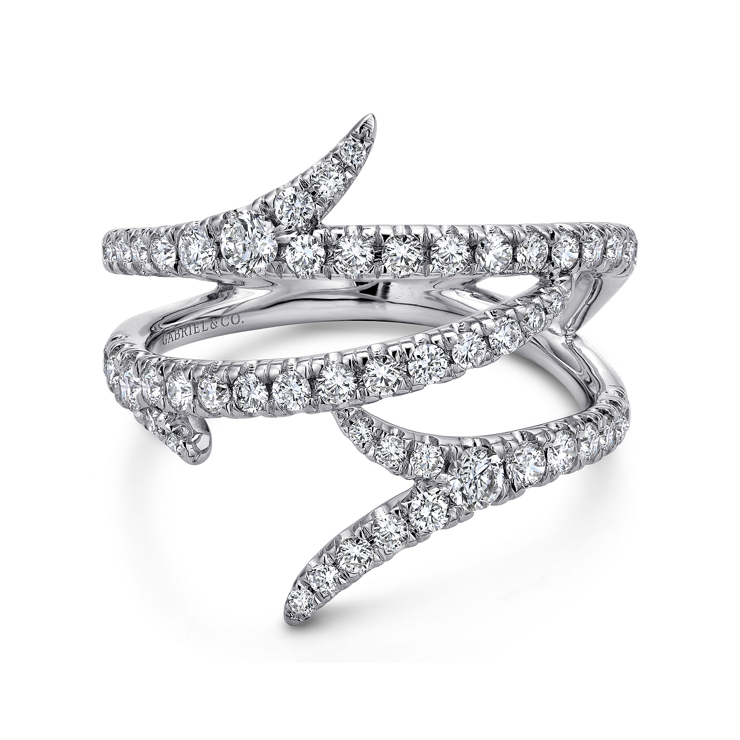 18k White Gold Diamond Edgy Asymmetrical Wide Band 18k White Gold Diamond Edgy Asymmetrical Wide Band