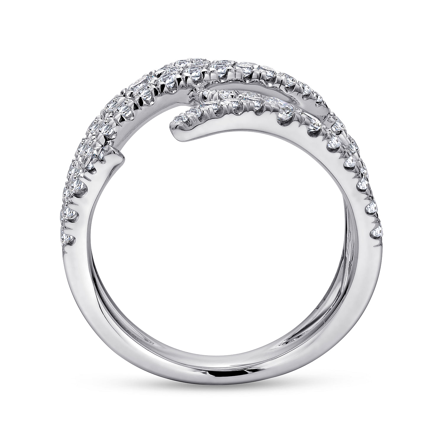 18k White Gold Diamond Edgy Asymmetrical Wide Band Ladies 18k White Gold Diamond Edgy Asymmetrical Wide Band Ladies