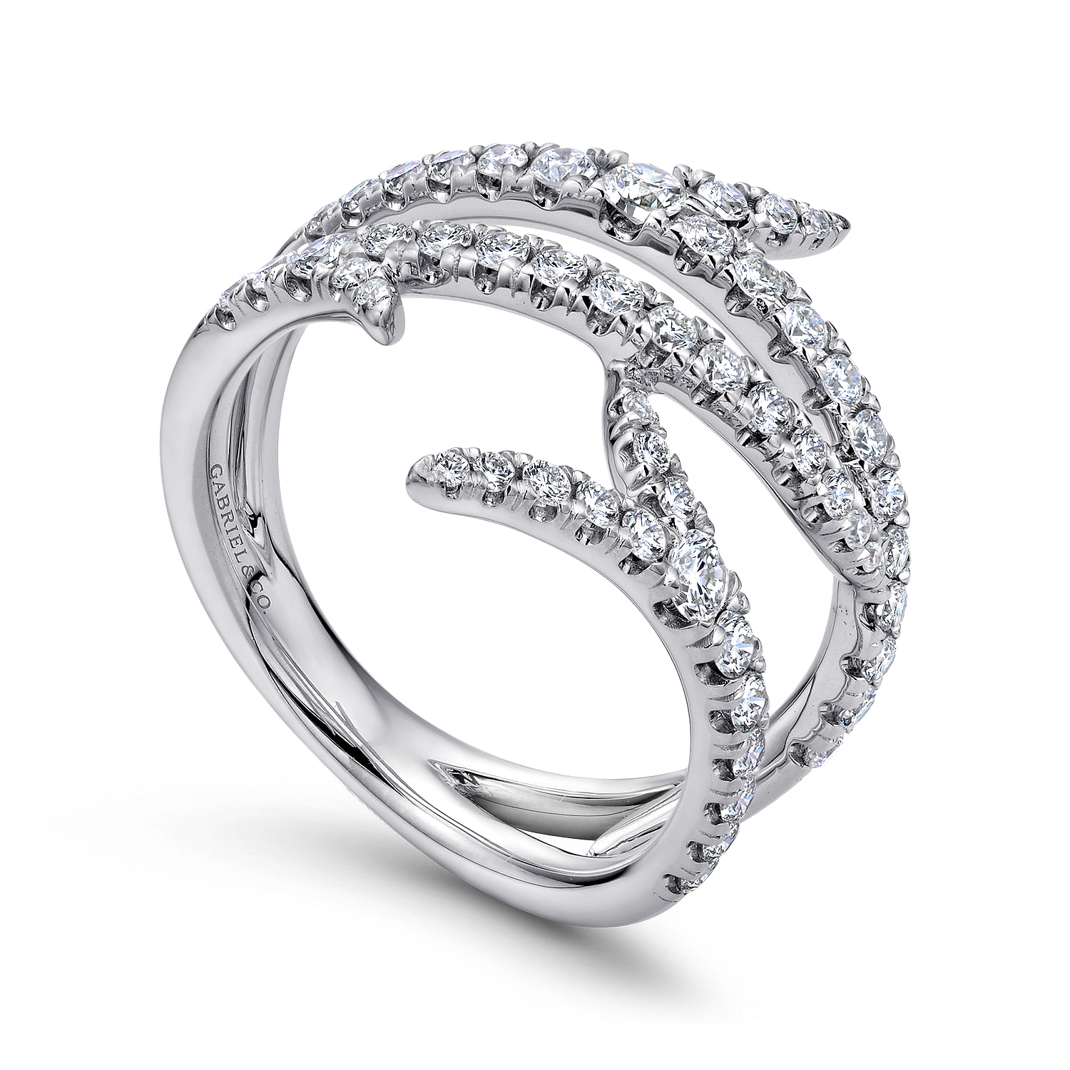 18k White Gold Diamond Edgy Asymmetrical Wide Band Ladies 18k White Gold Diamond Edgy Asymmetrical Wide Band Ladies