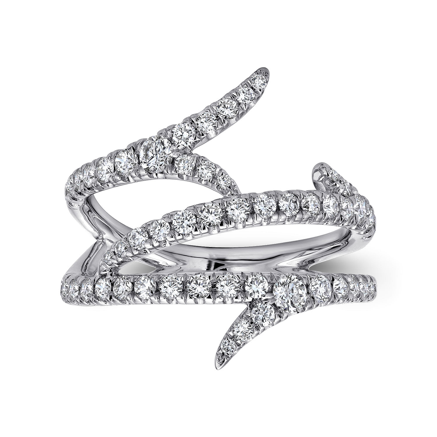 18k White Gold Diamond Edgy Asymmetrical Wide Band Ladies 18k White Gold Diamond Edgy Asymmetrical Wide Band Ladies