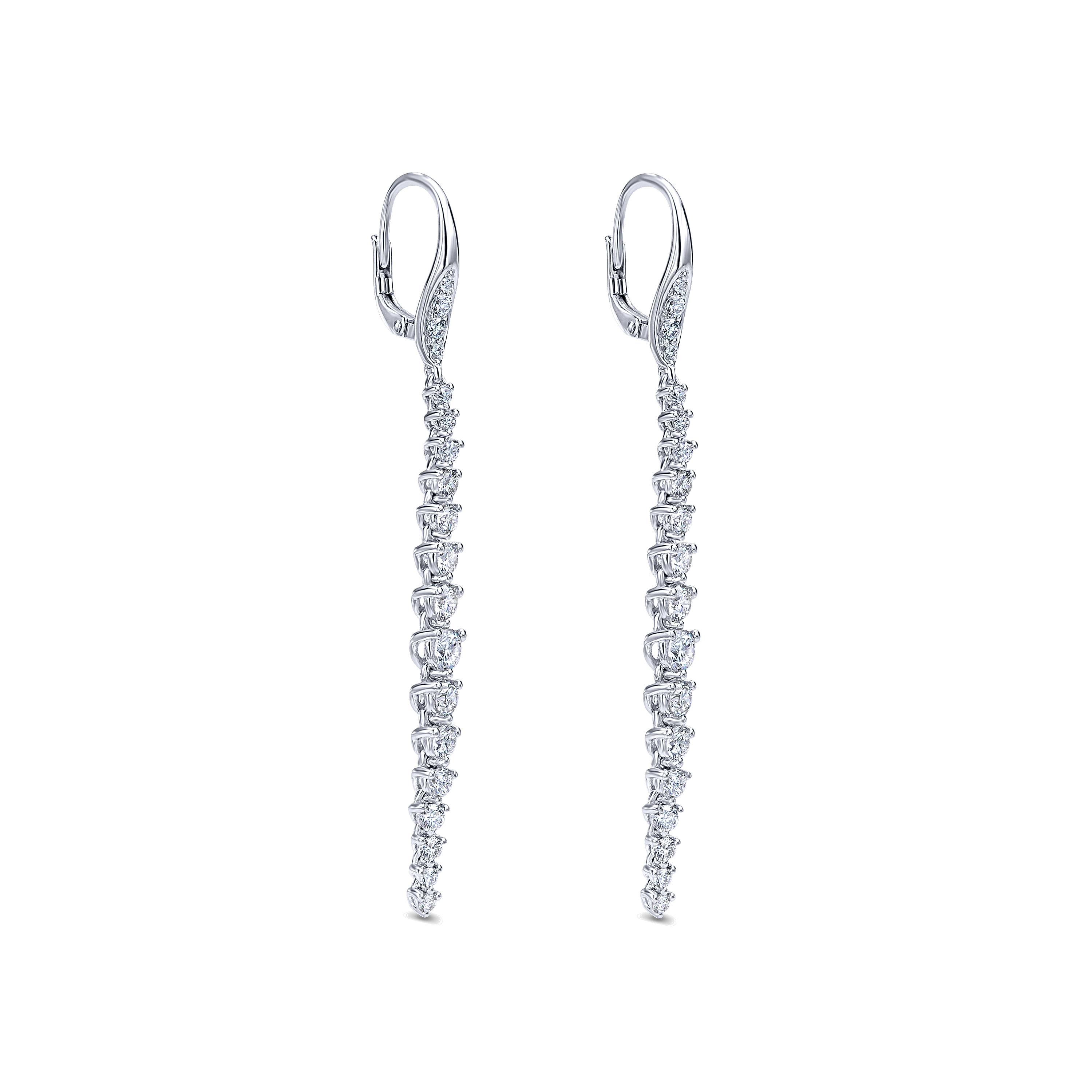 18k White Gold Diamond Elongated Drop Earrings angle 2 18k White Gold Diamond Elongated Drop Earrings angle 2