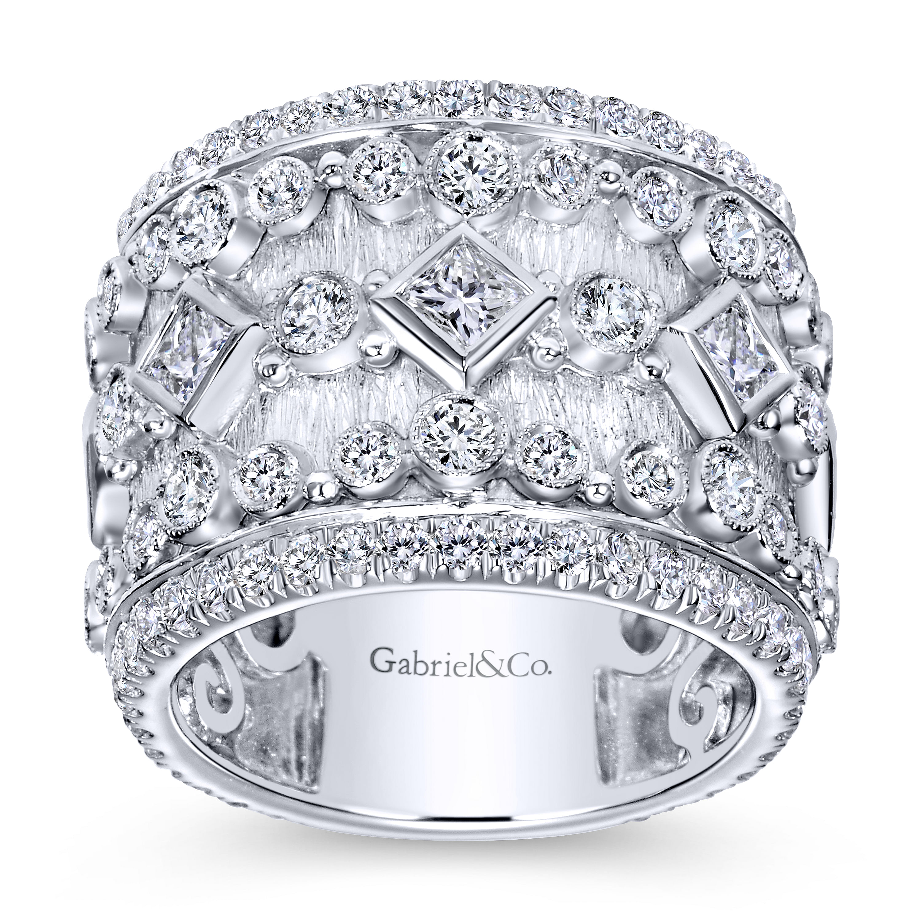 18k White Gold Diamond Fancy Anniversary Band angle 5 18k White Gold Diamond Fancy Anniversary Band angle 5