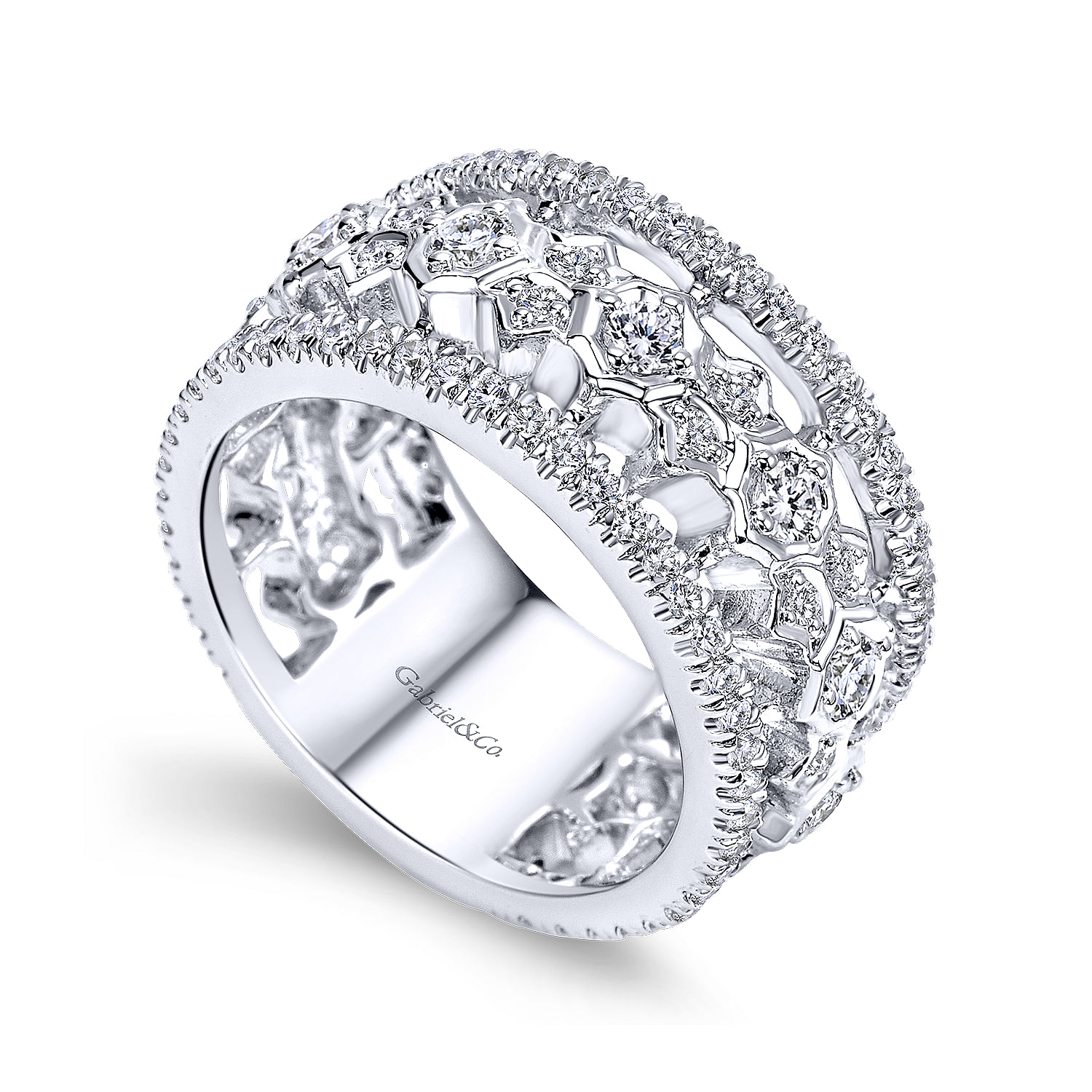 18k White Gold Diamond Fancy Anniversary Band angle 3 18k White Gold Diamond Fancy Anniversary Band angle 3