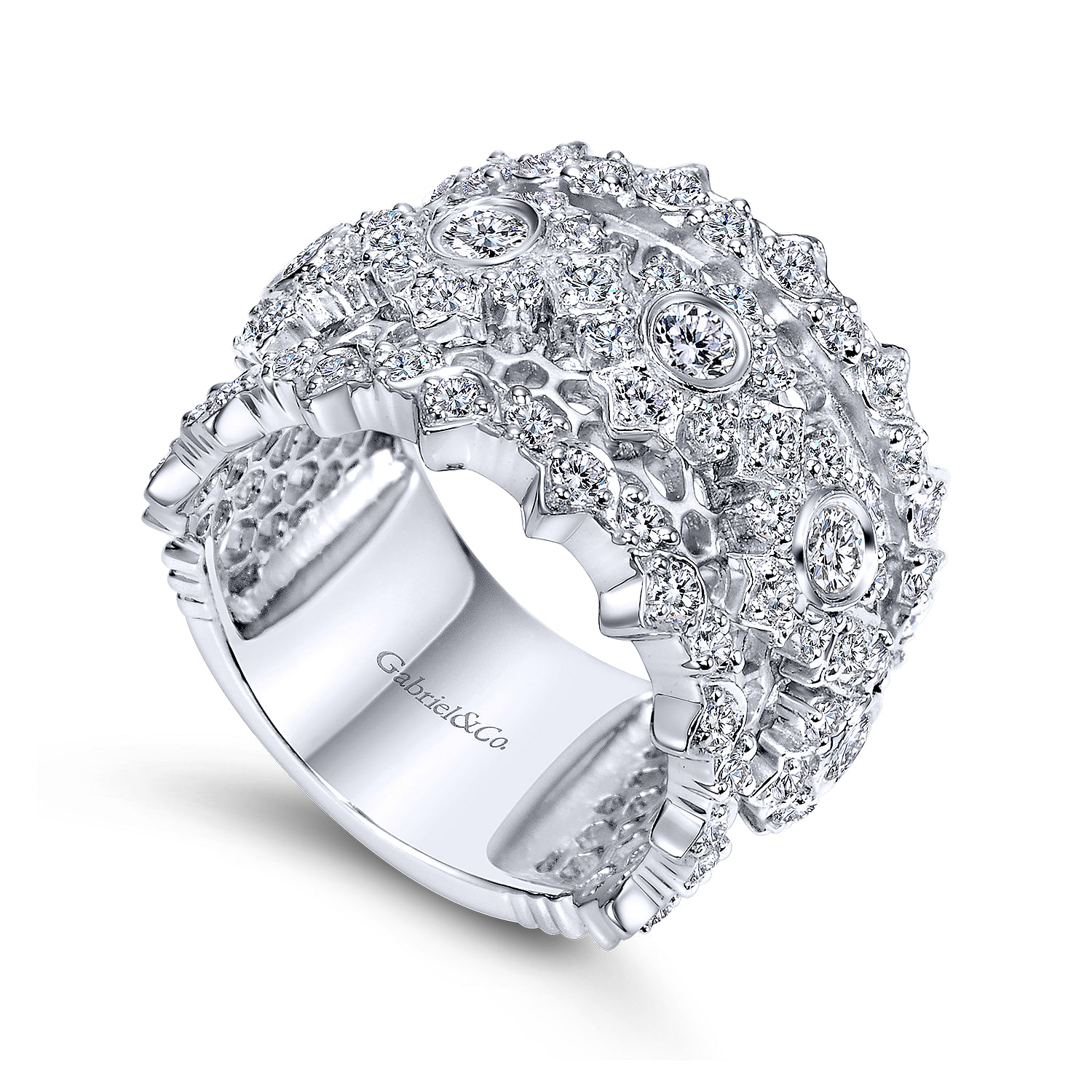 18k White Gold Diamond Fancy Anniversary Band angle 3 18k White Gold Diamond Fancy Anniversary Band angle 3