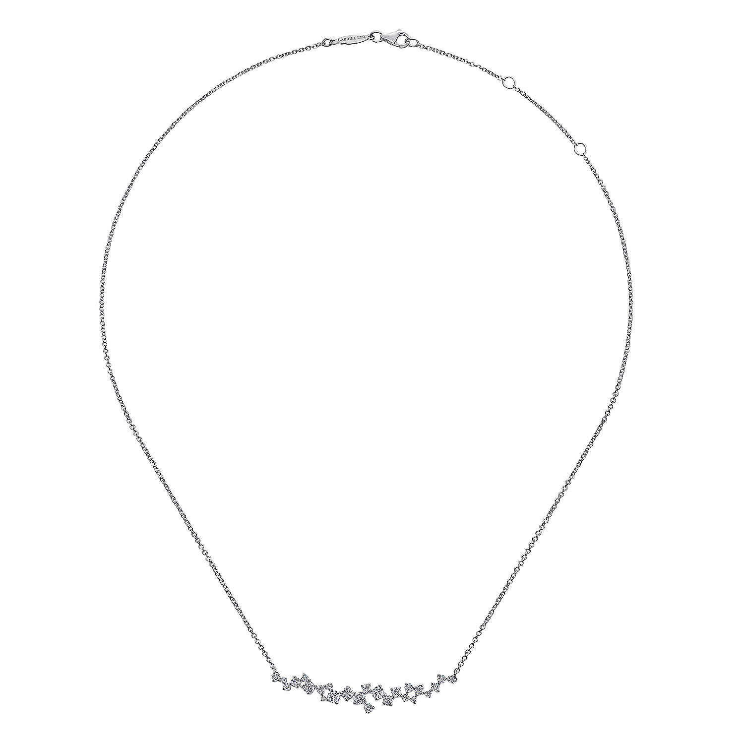 18k White Gold Diamond Fashion Freeform Pave Pendant Necklace angle 2 18k White Gold Diamond Fashion Freeform Pave Pendant Necklace angle 2