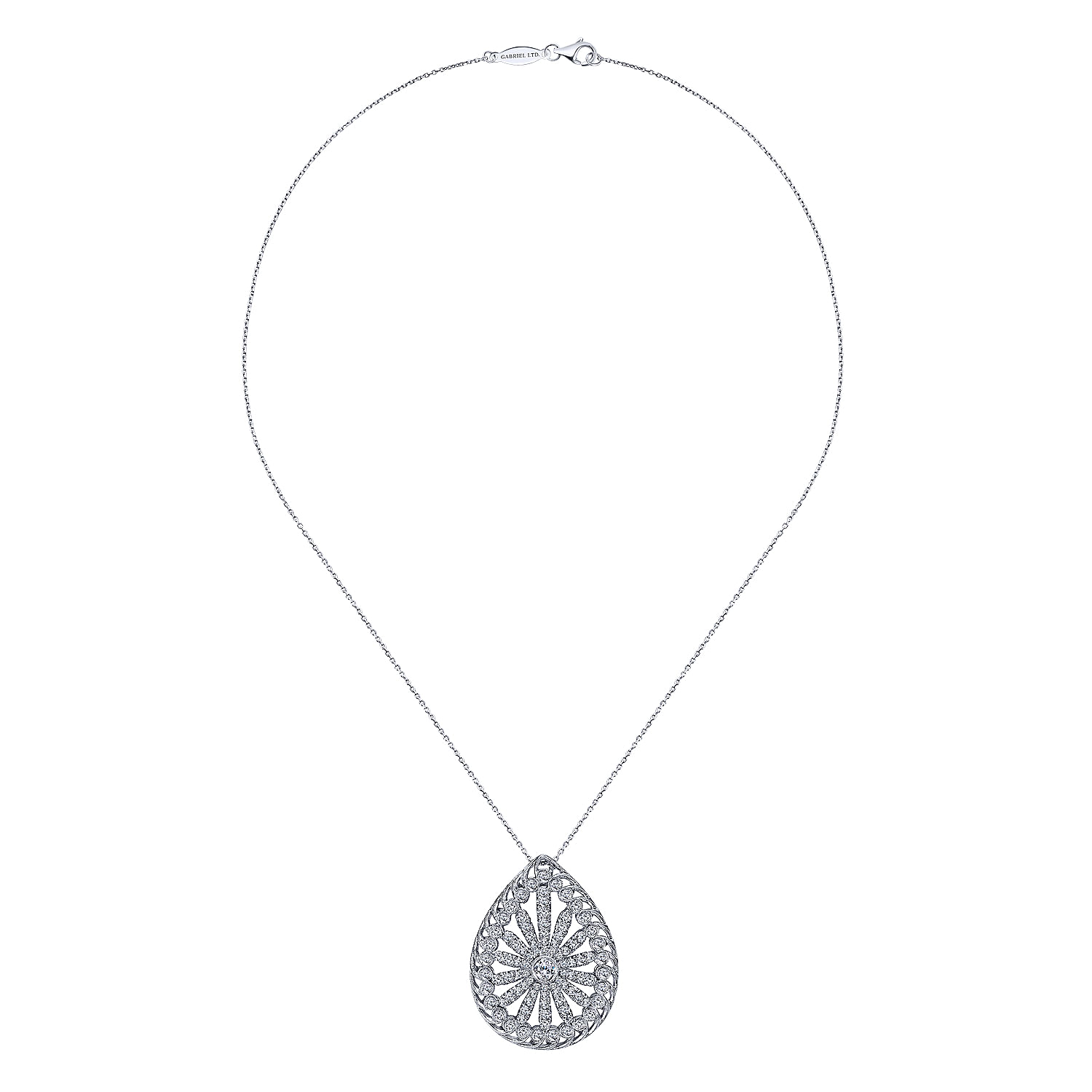 18k White Gold Diamond Fashion Necklace angle 2 18k White Gold Diamond Fashion Necklace angle 2