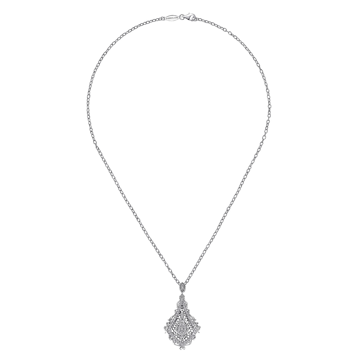18k White Gold Diamond Fashion Necklace angle 2 18k White Gold Diamond Fashion Necklace angle 2