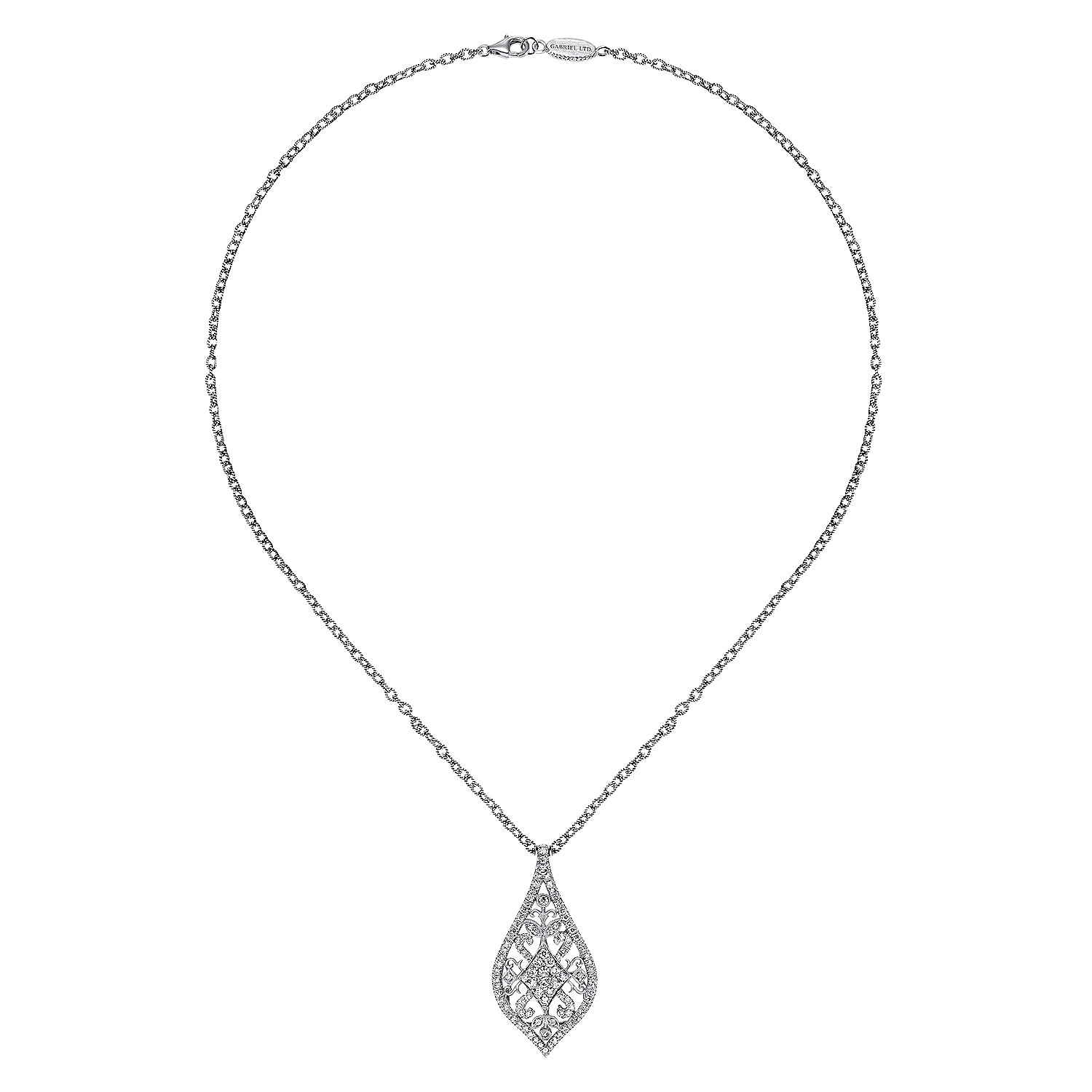 18k White Gold Diamond Fashion Necklace angle 2 18k White Gold Diamond Fashion Necklace angle 2