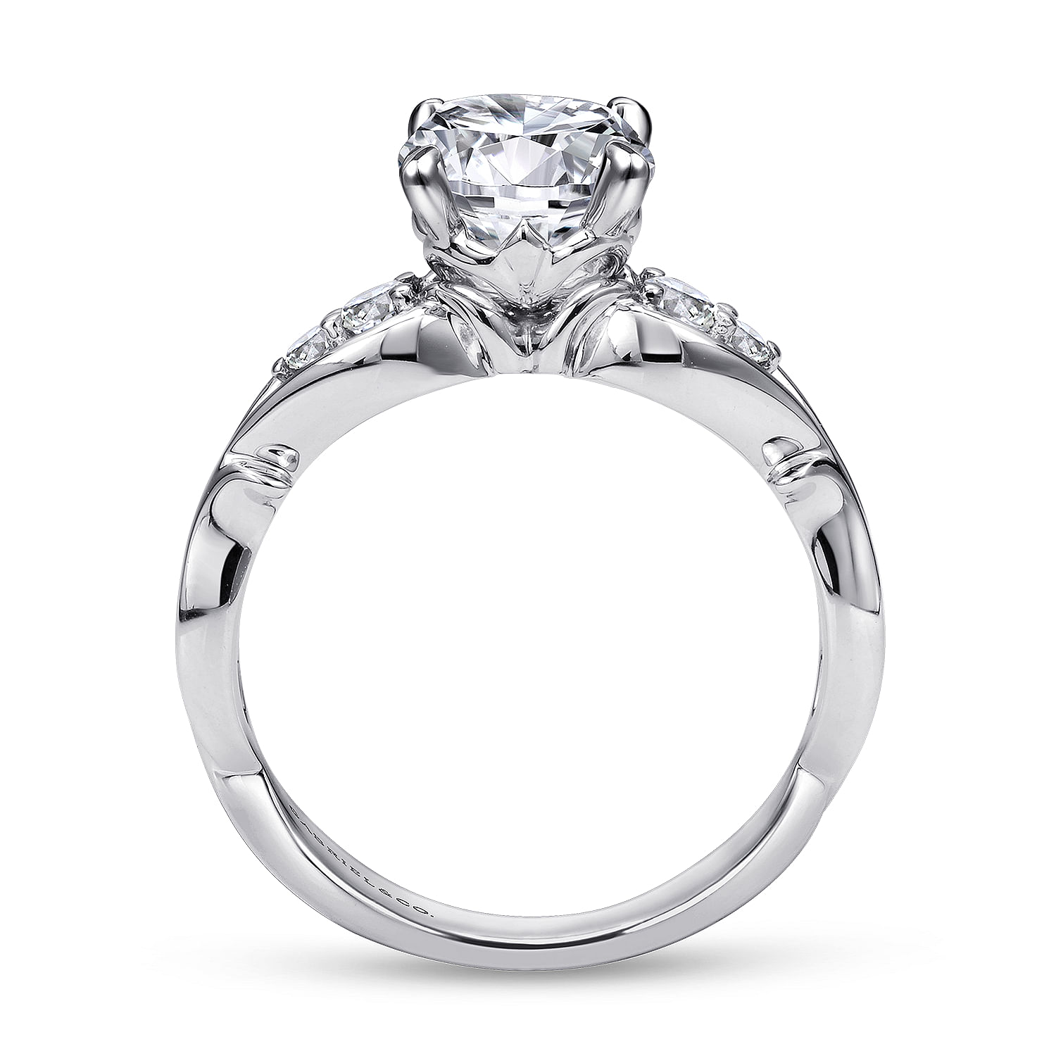18k White Gold Diamond Free Form Engagement Ring angle 2 18k White Gold Diamond Free Form Engagement Ring angle 2