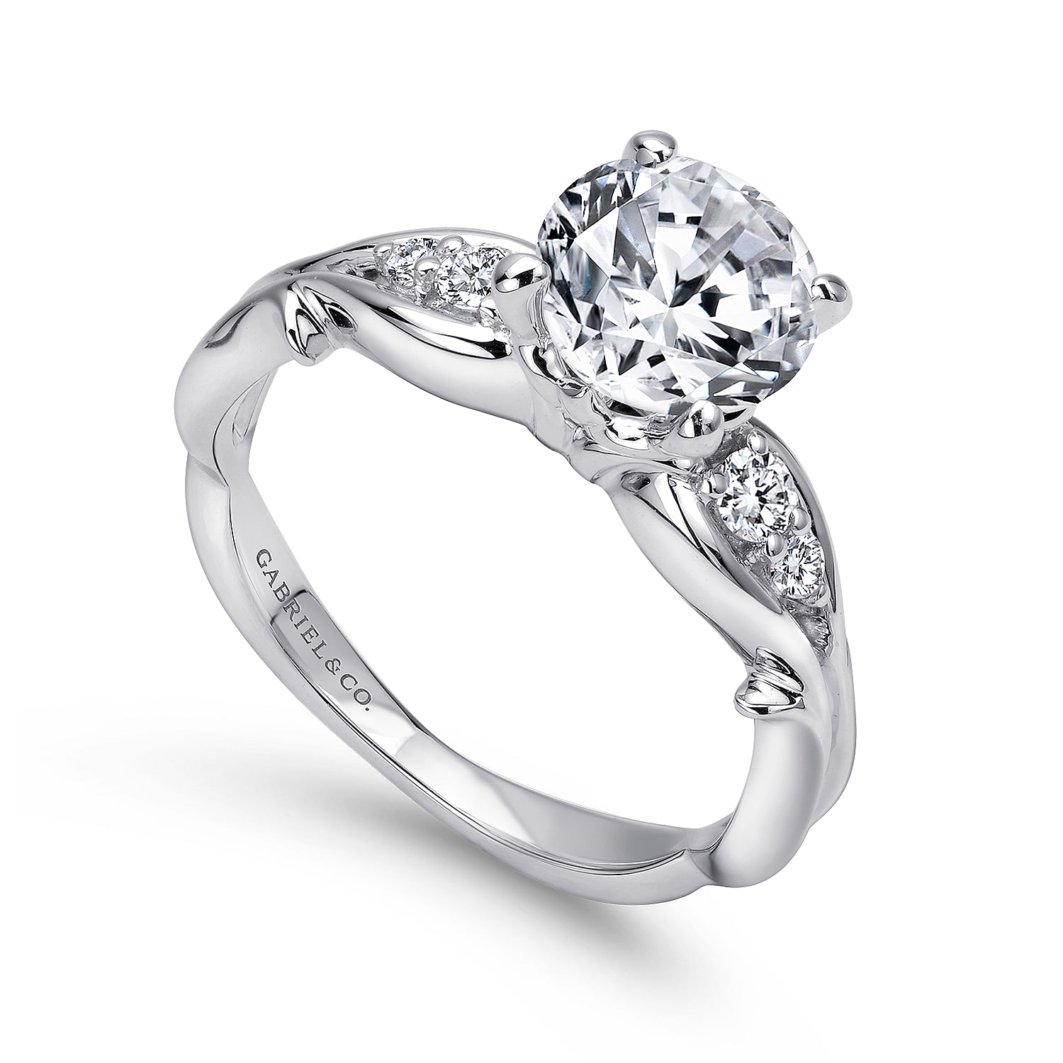18k White Gold Diamond Free Form Engagement Ring angle 3 18k White Gold Diamond Free Form Engagement Ring angle 3