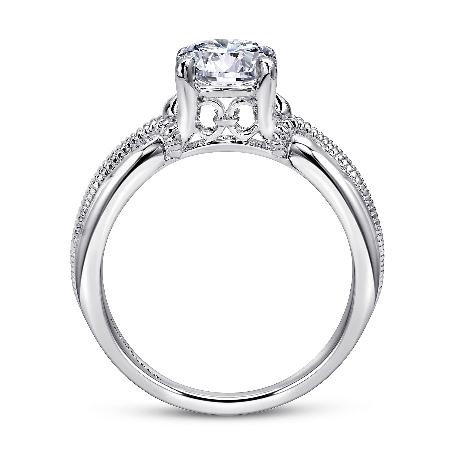 18k White Gold Diamond Free Form Engagement Ring angle 2 18k White Gold Diamond Free Form Engagement Ring angle 2