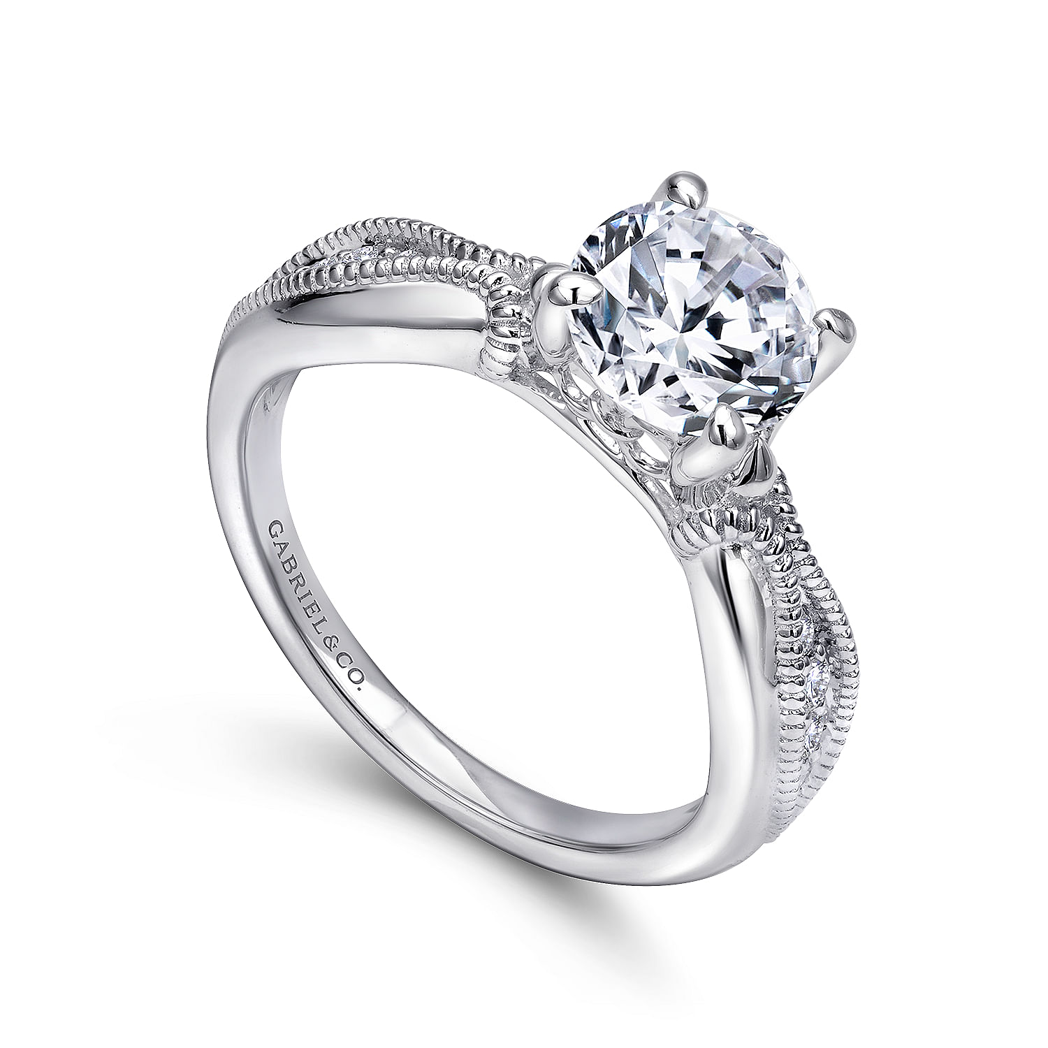 18k White Gold Diamond Free Form Engagement Ring angle 3 18k White Gold Diamond Free Form Engagement Ring angle 3
