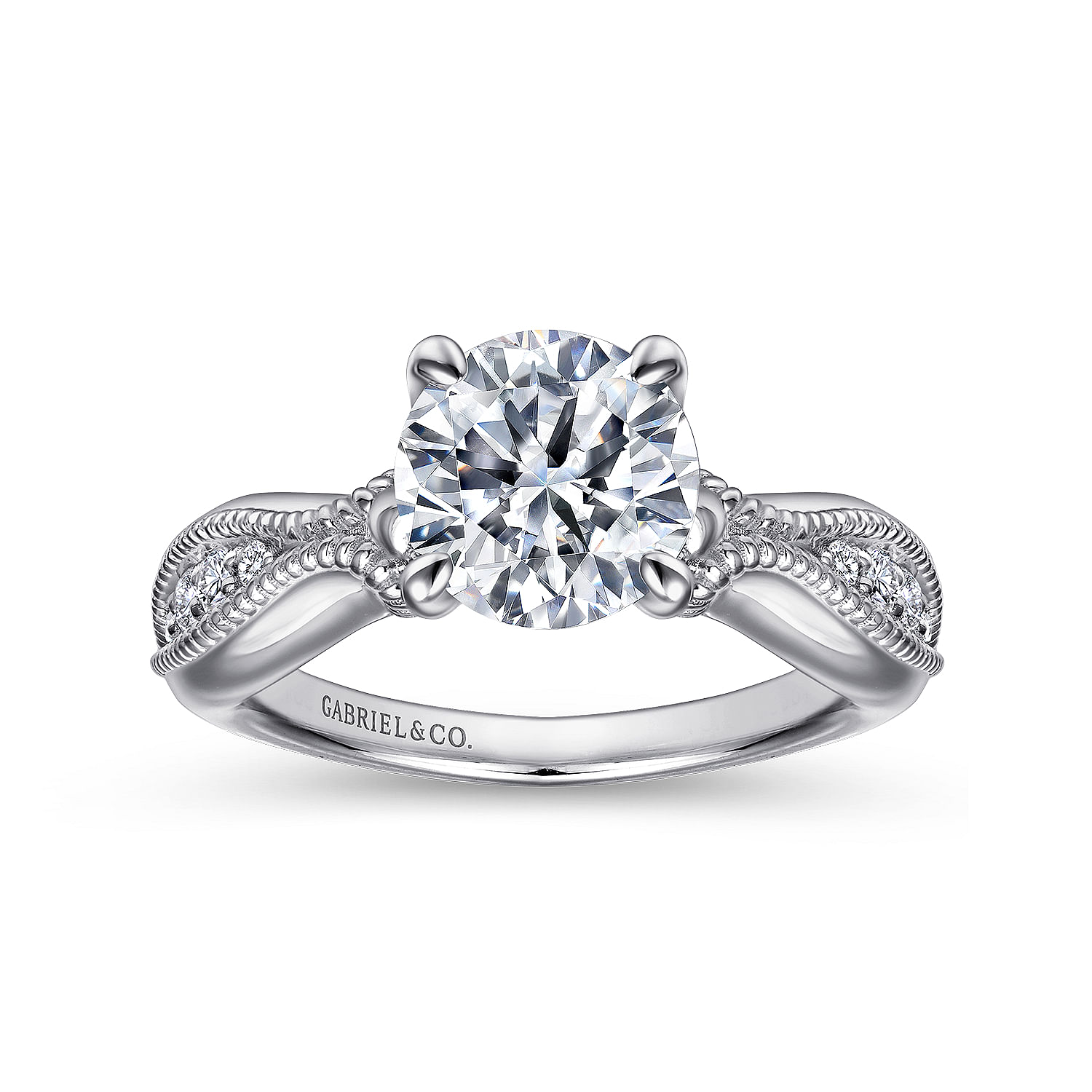 18k White Gold Diamond Free Form Engagement Ring angle 5 18k White Gold Diamond Free Form Engagement Ring angle 5