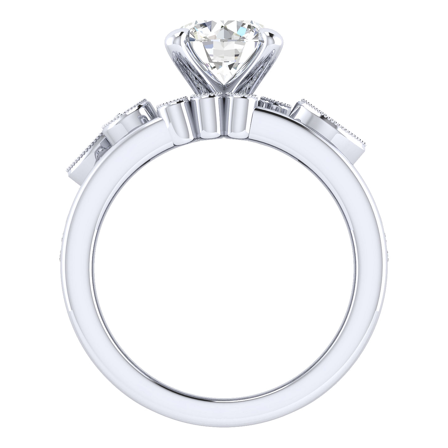 18k White Gold Diamond Free Form Engagement Ring angle 2 18k White Gold Diamond Free Form Engagement Ring angle 2