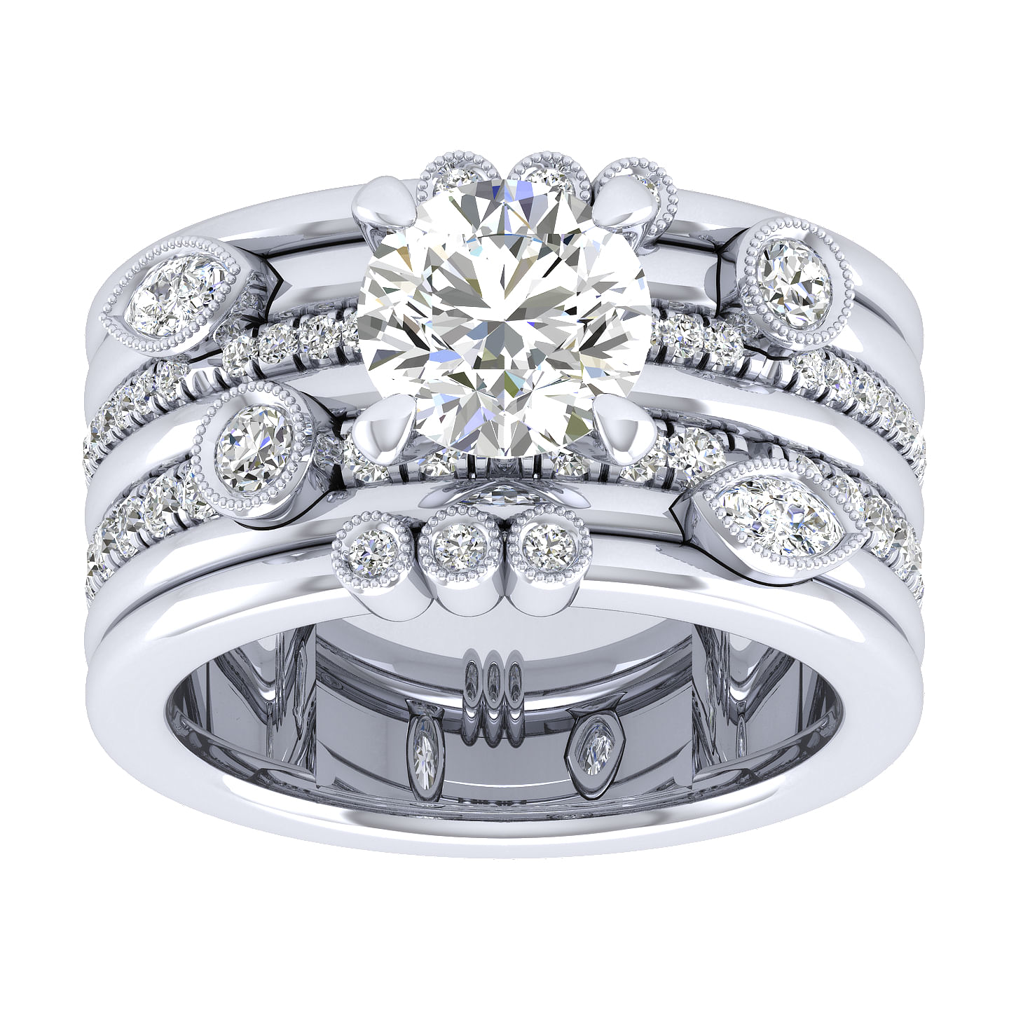 18k White Gold Diamond Free Form Engagement Ring angle 5 18k White Gold Diamond Free Form Engagement Ring angle 5