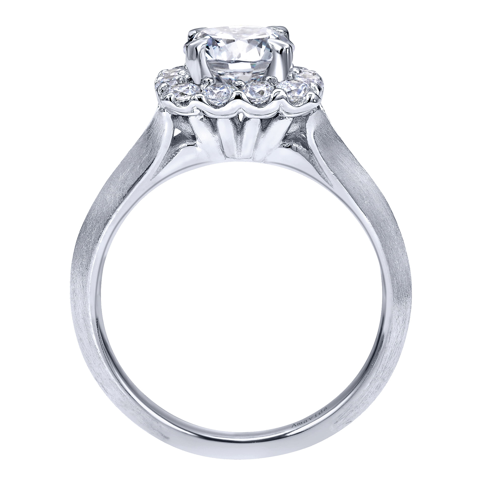 18k White Gold Diamond Halo Engagement Ring angle 2 18k White Gold Diamond Halo Engagement Ring angle 2