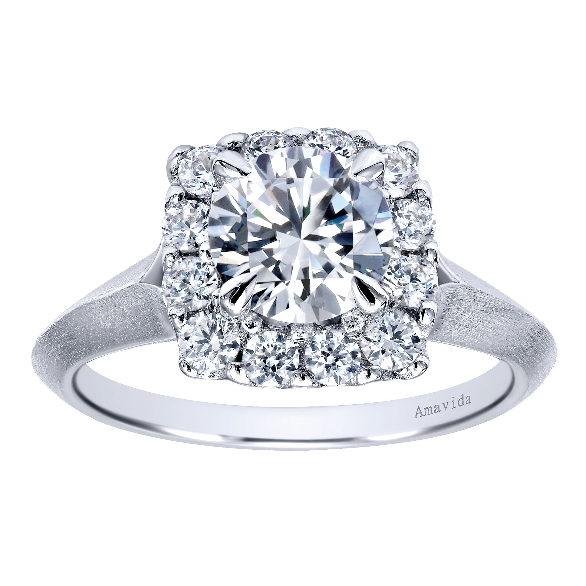 18k White Gold Diamond Halo Engagement Ring angle 5 18k White Gold Diamond Halo Engagement Ring angle 5