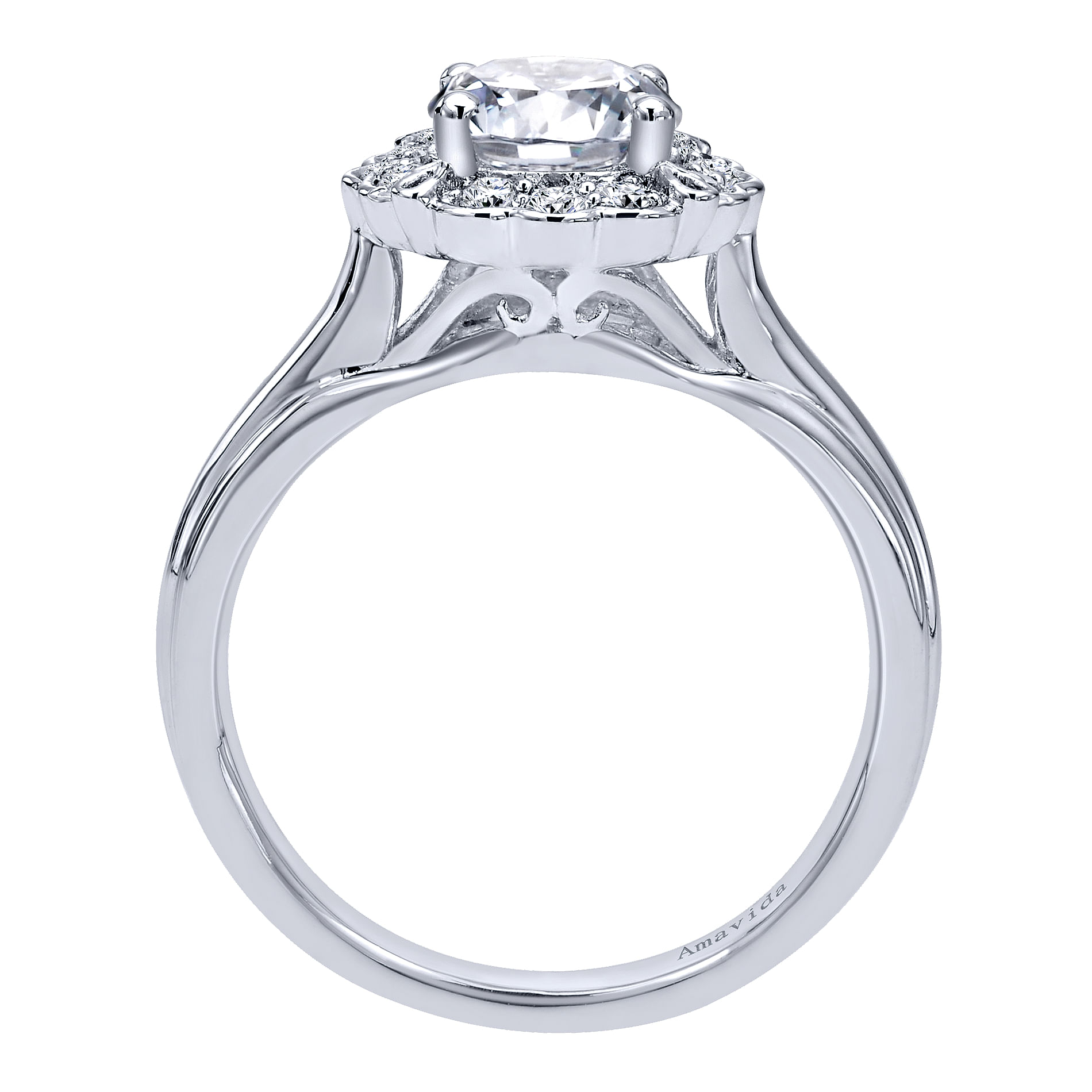 18k White Gold Diamond Halo Engagement Ring angle 2 18k White Gold Diamond Halo Engagement Ring angle 2
